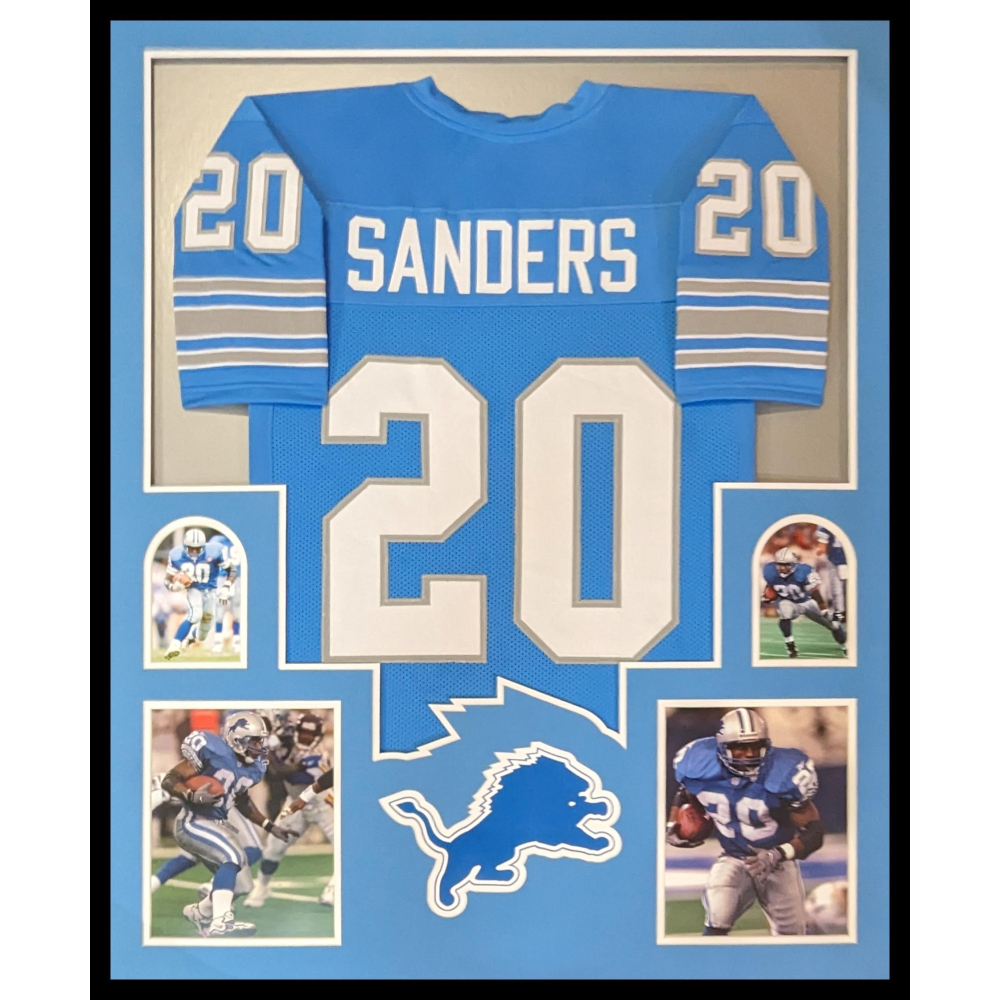 Barry Sanders Custom Framed Jersey Display Pristine Auction