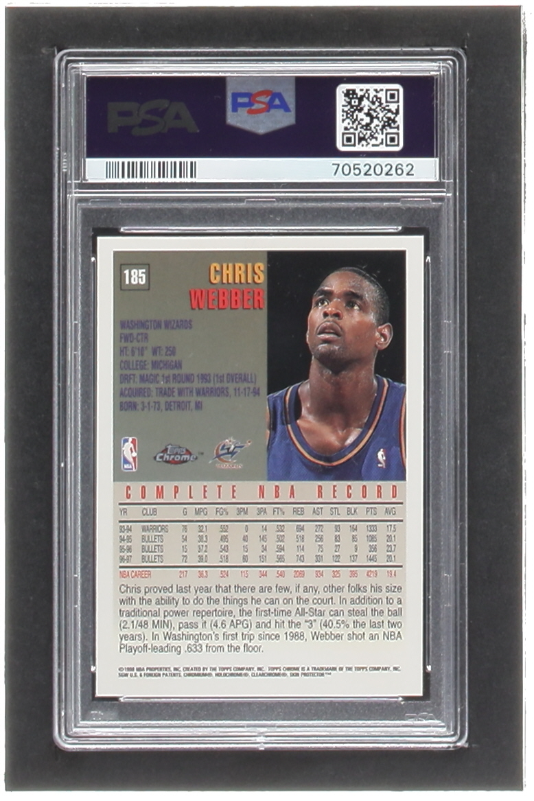 Chris Webber 1997-98 Topps Chrome #185 (PSA 9) at PristineAuction.com Chris Webber 1997-98 Topps Chrome #185 (PSA 9) at PristineAuction.com