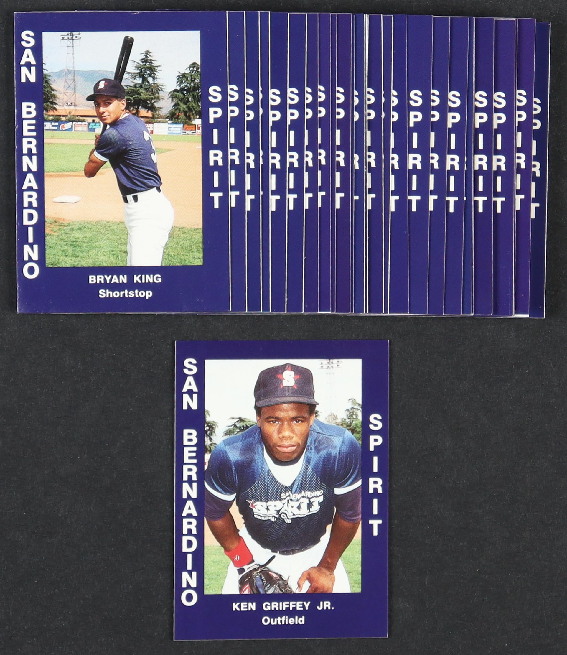 1988 San Bernardino Spirit Cal League Cards Baseball Complete Set of (28) Cards with Ken Griffey Jr. #34 RC at PristineAuction.com 1988 San Bernardino Spirit Cal League Cards Baseball Complete Set of (28) Cards with Ken Griffey Jr. #34 RC at PristineAuction.com