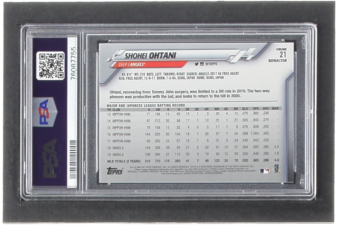 Shohei Ohtani 2020 Topps Chrome Refractors #21 (PSA 10) at PristineAuction.com Shohei Ohtani 2020 Topps Chrome Refractors #21 (PSA 10) at PristineAuction.com