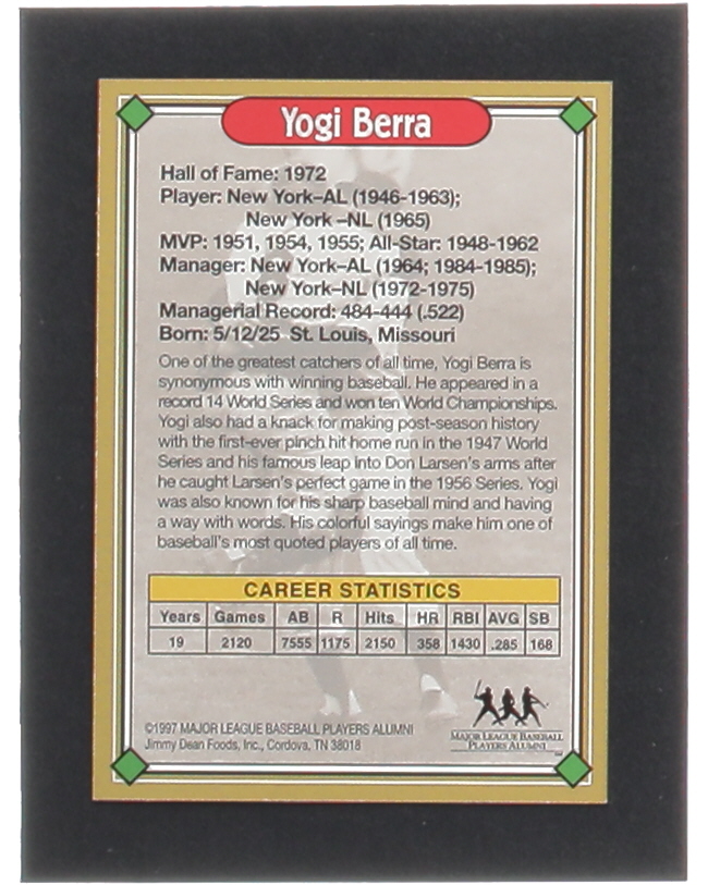 Yogi Berra 1997 Jimmy Dean #NNO Autograph at PristineAuction.com Yogi Berra 1997 Jimmy Dean #NNO Autograph at PristineAuction.com