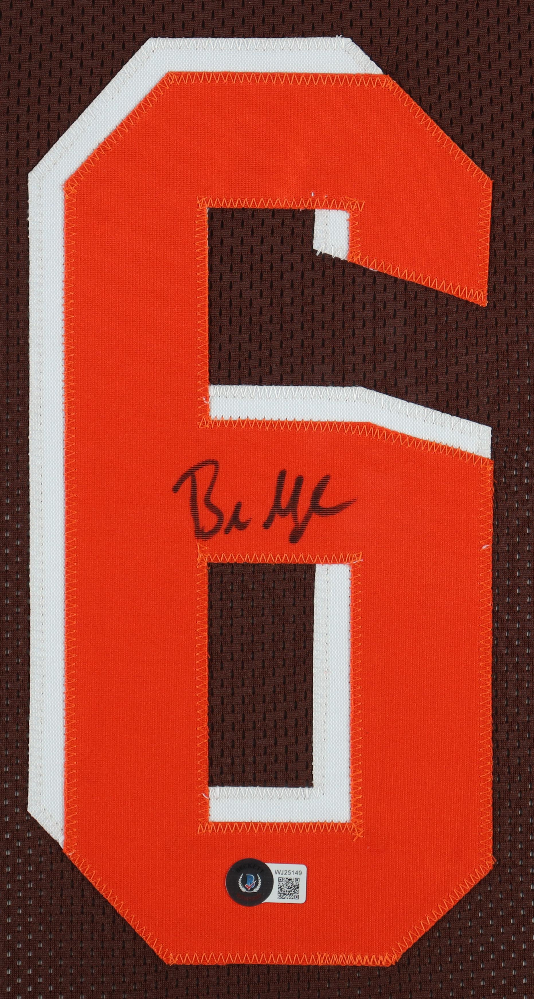 Baker Mayfield Signed Custom Framed Jersey Display (Beckett) at PristineAuction.com Baker Mayfield Signed Custom Framed Jersey Display (Beckett) at PristineAuction.com