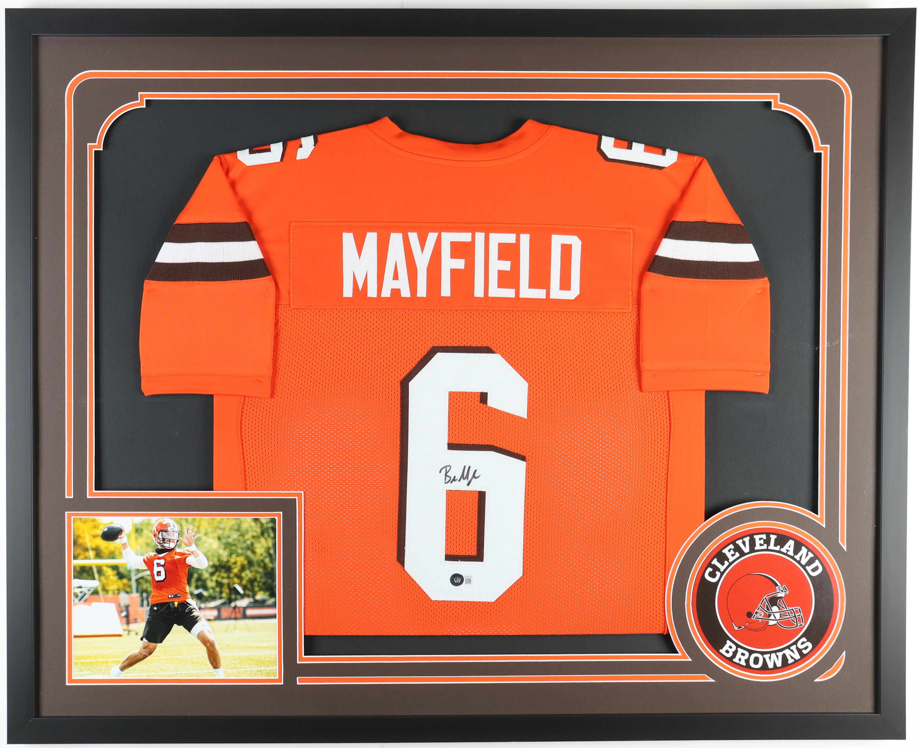 Baker Mayfield Signed Custom Framed Jersey Display (Beckett) at PristineAuction.com Baker Mayfield Signed Custom Framed Jersey Display (Beckett) at PristineAuction.com