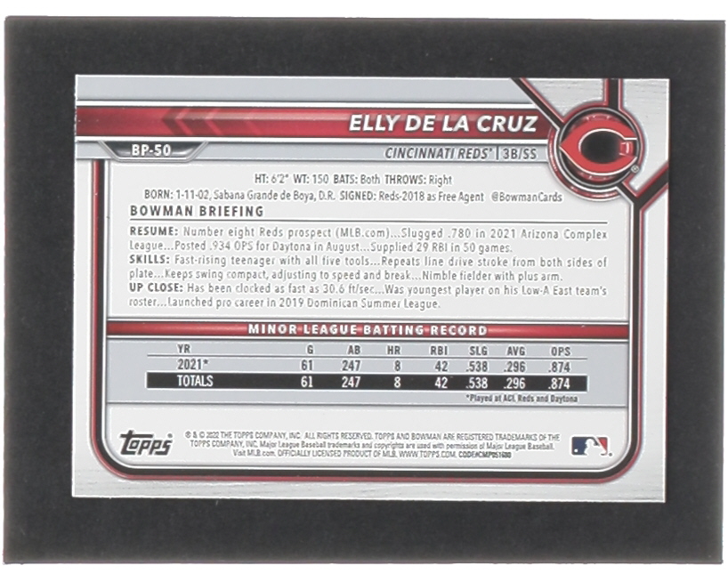 Elly De La Cruz 2022 Bowman Prospects #BP50 at PristineAuction.com Elly De La Cruz 2022 Bowman Prospects #BP50 at PristineAuction.com