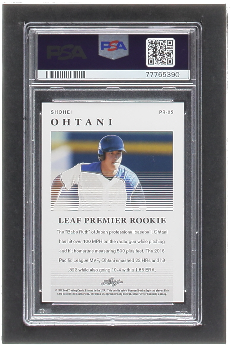 Shohei Ohtani 2018 Leaf Premier Rookies #PR05 RC (PSA 10) at PristineAuction.com Shohei Ohtani 2018 Leaf Premier Rookies #PR05 RC (PSA 10) at PristineAuction.com