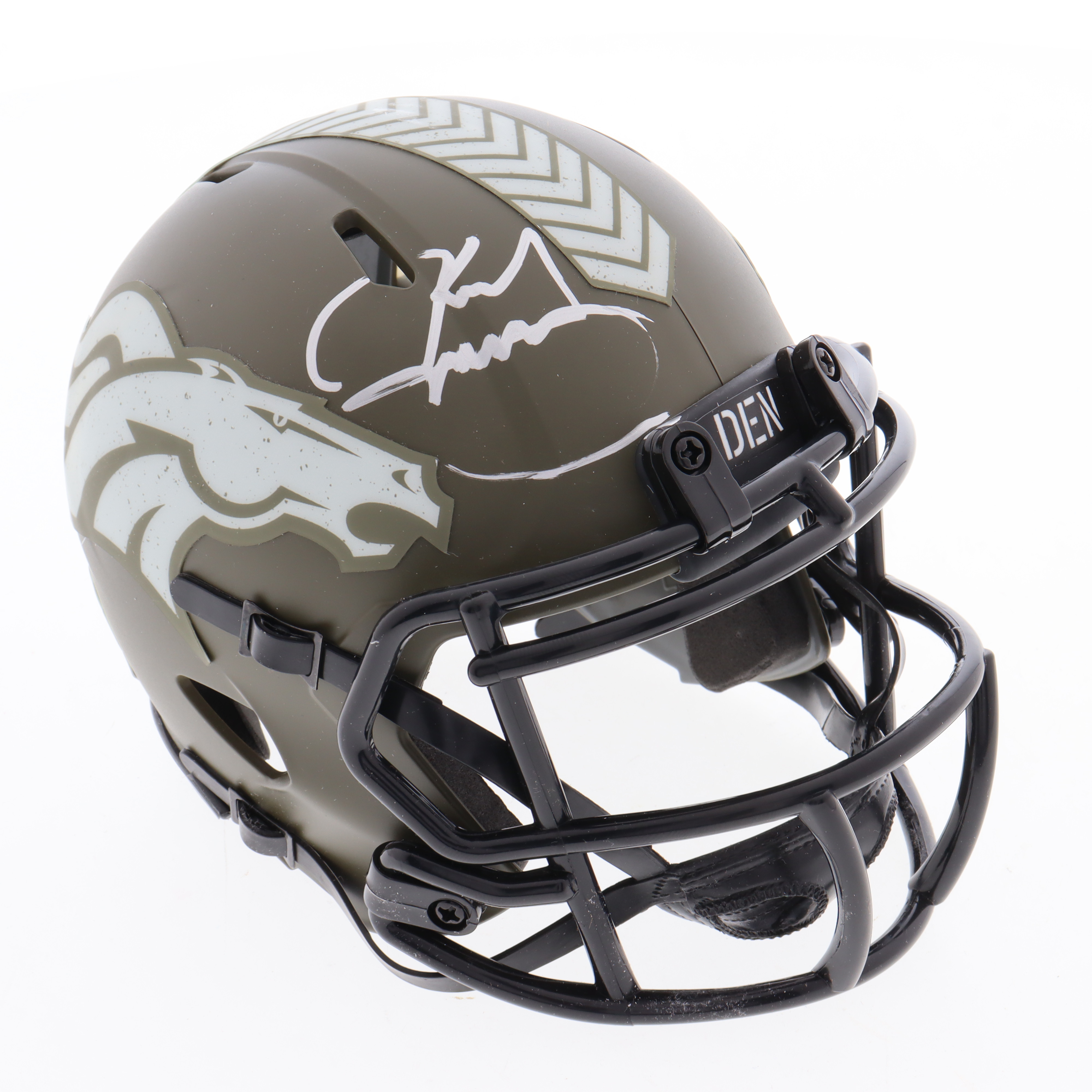 Karl Mecklenburg Signed Broncos Salute to Service Alternate Speed Mini Helmet (JSA) at PristineAuction.com Karl Mecklenburg Signed Broncos Salute to Service Alternate Speed Mini Helmet (JSA) at PristineAuction.com