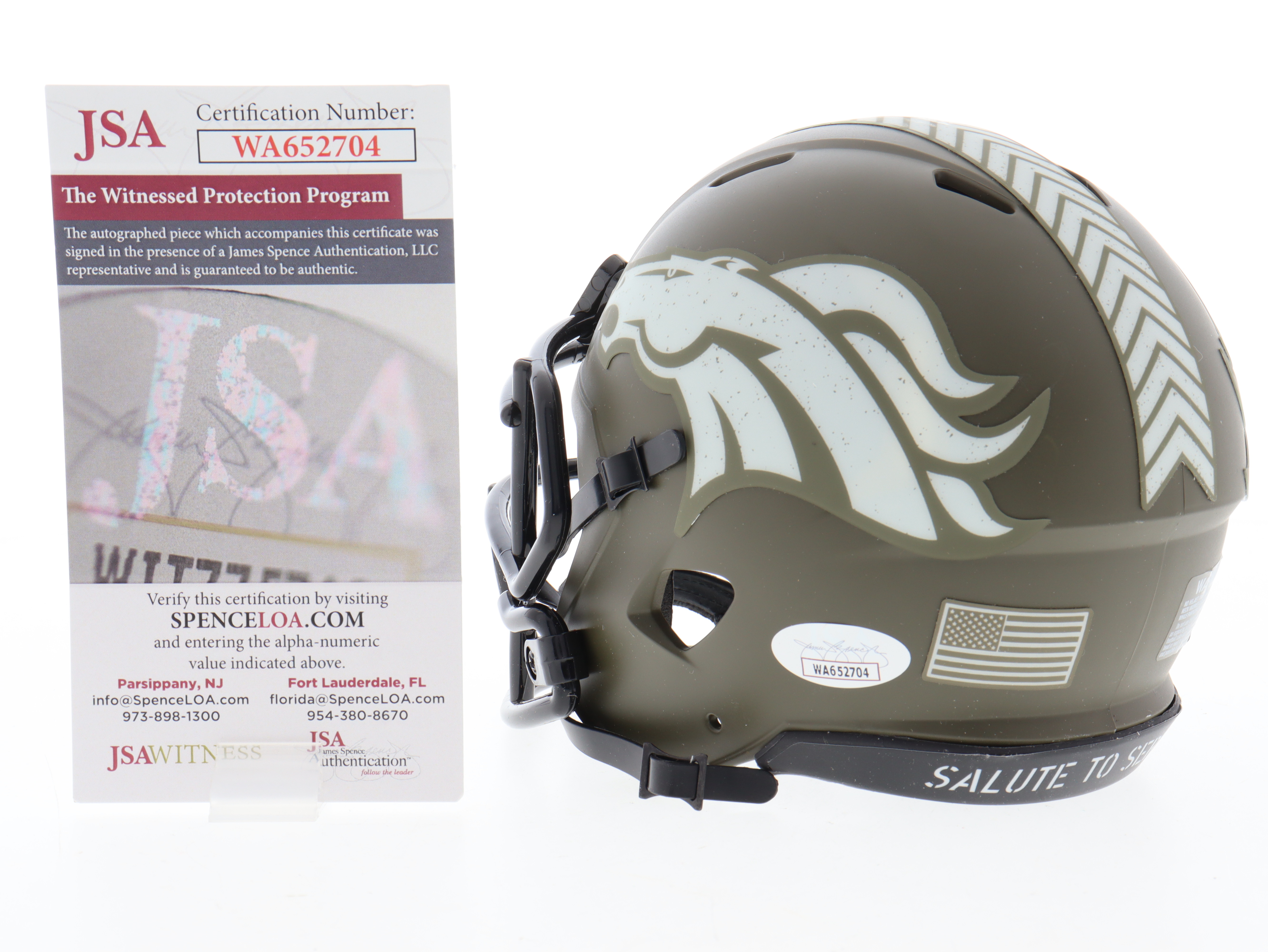 Karl Mecklenburg Signed Broncos Salute to Service Alternate Speed Mini Helmet (JSA) at PristineAuction.com Karl Mecklenburg Signed Broncos Salute to Service Alternate Speed Mini Helmet (JSA) at PristineAuction.com