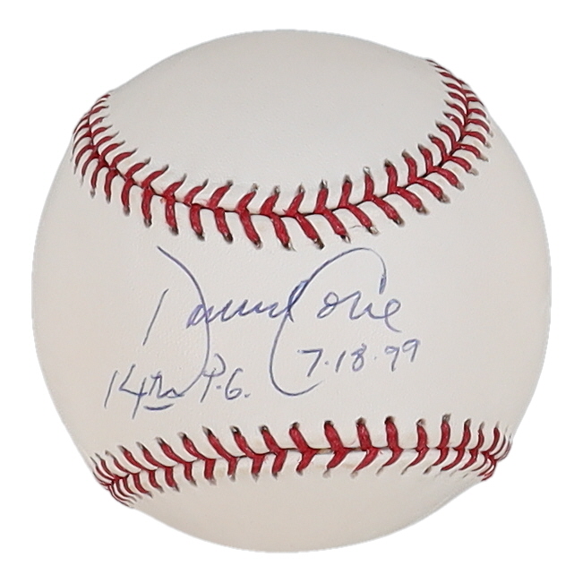 David Cone Signed OML Baseball Inscribed "14th P.G. 7-18-99" (Beckett) at PristineAuction.com David Cone Signed OML Baseball Inscribed "14th P.G. 7-18-99" (Beckett) at PristineAuction.com