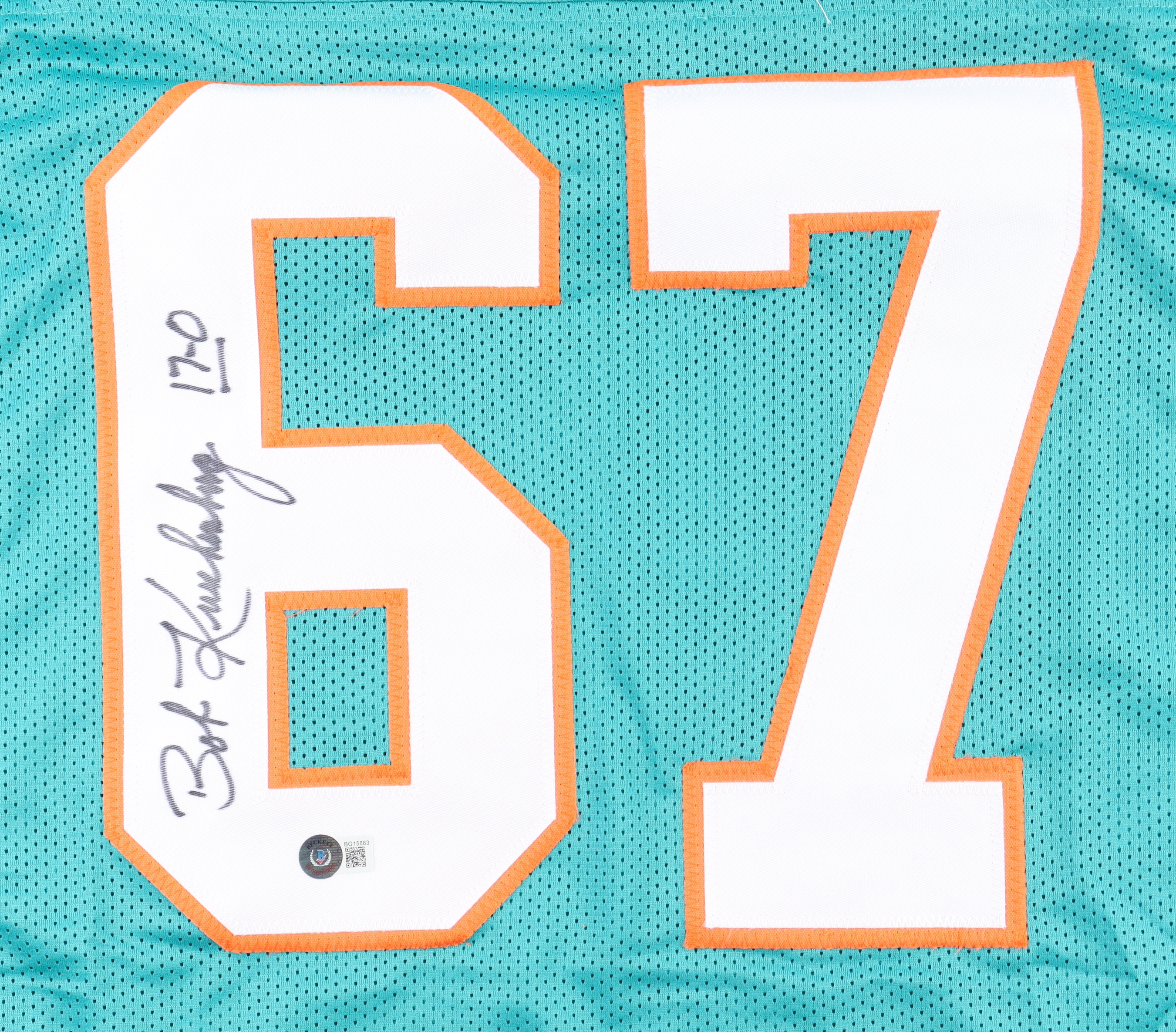 Bob Kuechenberg Signed Jersey Inscribed "17-0" (Beckett) at PristineAuction.com Bob Kuechenberg Signed Jersey Inscribed "17-0" (Beckett) at PristineAuction.com