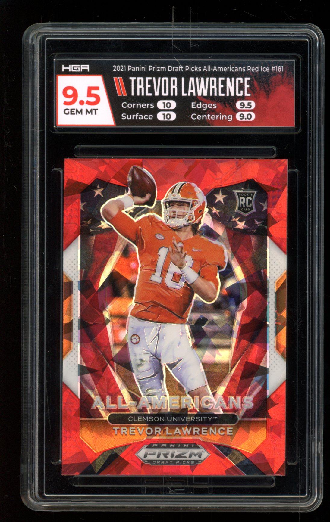 Trevor Lawrence 2021 Panini Prizm Draft Picks Prizms Red Ice #181 AA RC (HGA 9.5) at PristineAuction.com Trevor Lawrence 2021 Panini Prizm Draft Picks Prizms Red Ice #181 AA RC (HGA 9.5) at PristineAuction.com