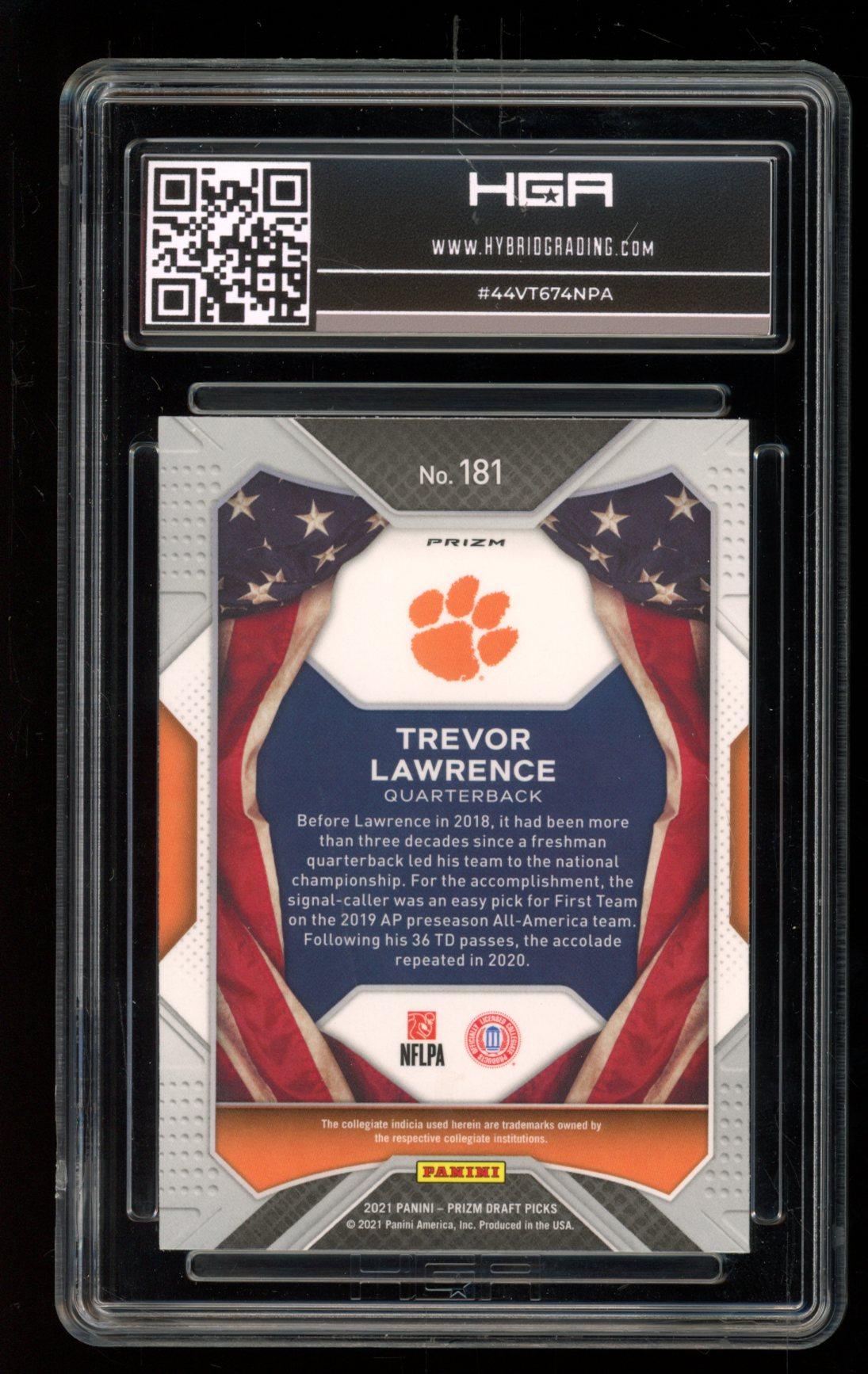 Trevor Lawrence 2021 Panini Prizm Draft Picks Prizms Red Ice #181 AA RC (HGA 9.5) at PristineAuction.com Trevor Lawrence 2021 Panini Prizm Draft Picks Prizms Red Ice #181 AA RC (HGA 9.5) at PristineAuction.com
