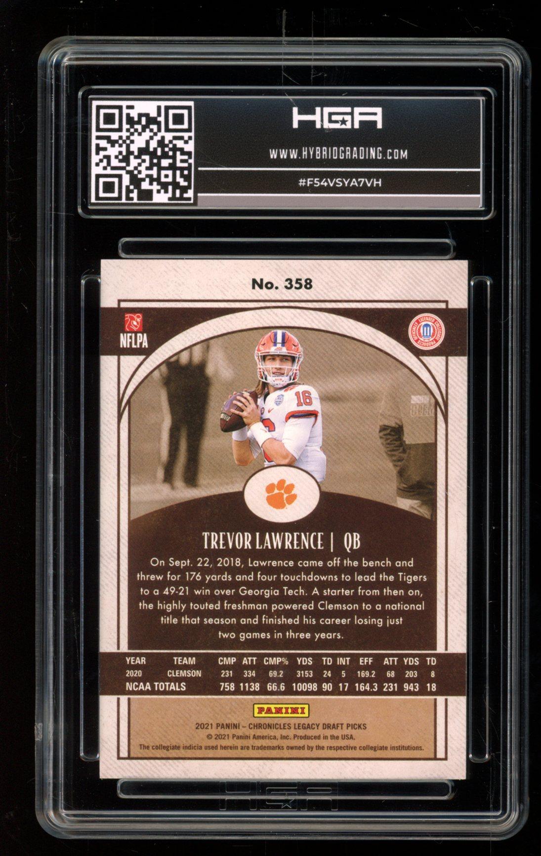 Trevor Lawrence 2021 Panini Chronicles Draft Picks Legacy Rookies #358 (9.5 HGA) at PristineAuction.com Trevor Lawrence 2021 Panini Chronicles Draft Picks Legacy Rookies #358 (9.5 HGA) at PristineAuction.com
