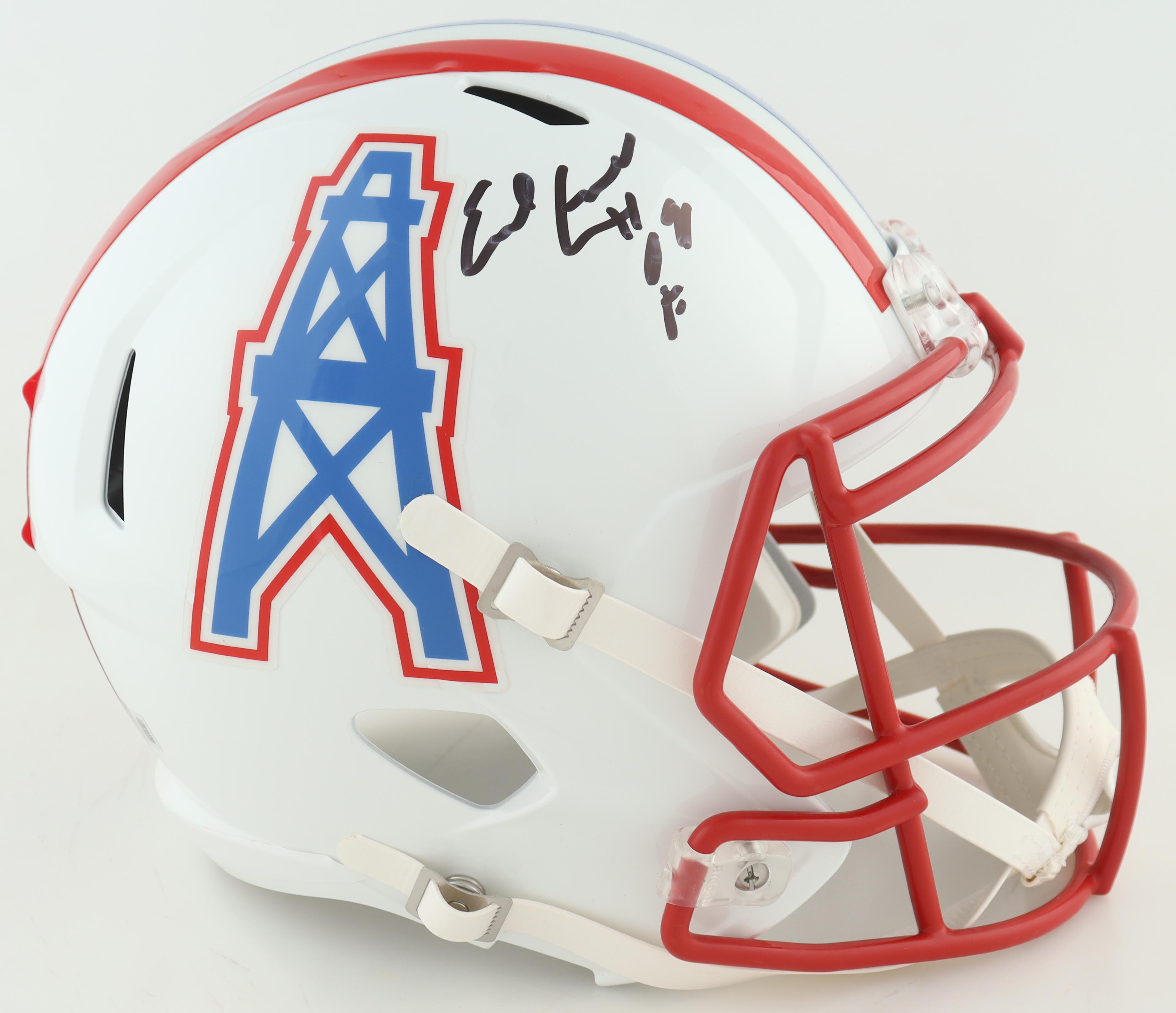 Earl Campbell Signed Oilers Full-Size Throwback Speed Helmet Inscribed "HOF 91" (Beckett) at PristineAuction.com Earl Campbell Signed Oilers Full-Size Throwback Speed Helmet Inscribed "HOF 91" (Beckett) at PristineAuction.com