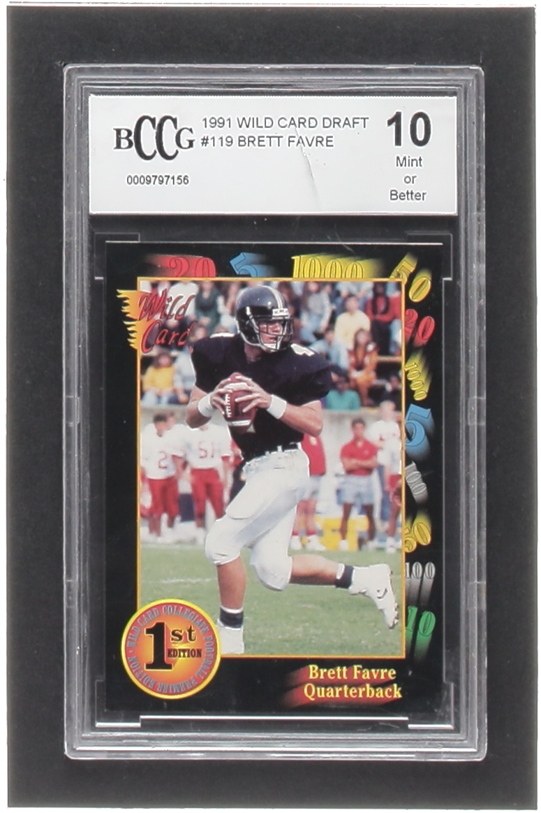 Brett Favre 1991 Wild Card Draft #119 RC (BCCG 10) at PristineAuction.com Brett Favre 1991 Wild Card Draft #119 RC (BCCG 10) at PristineAuction.com