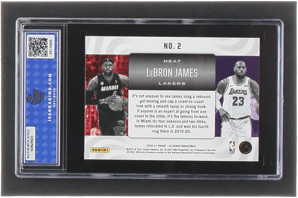 LeBron James 2020-21 Panini Illusions Career Lineage Emerald #2 (ISA 10) at PristineAuction.com LeBron James 2020-21 Panini Illusions Career Lineage Emerald #2 (ISA 10) at PristineAuction.com