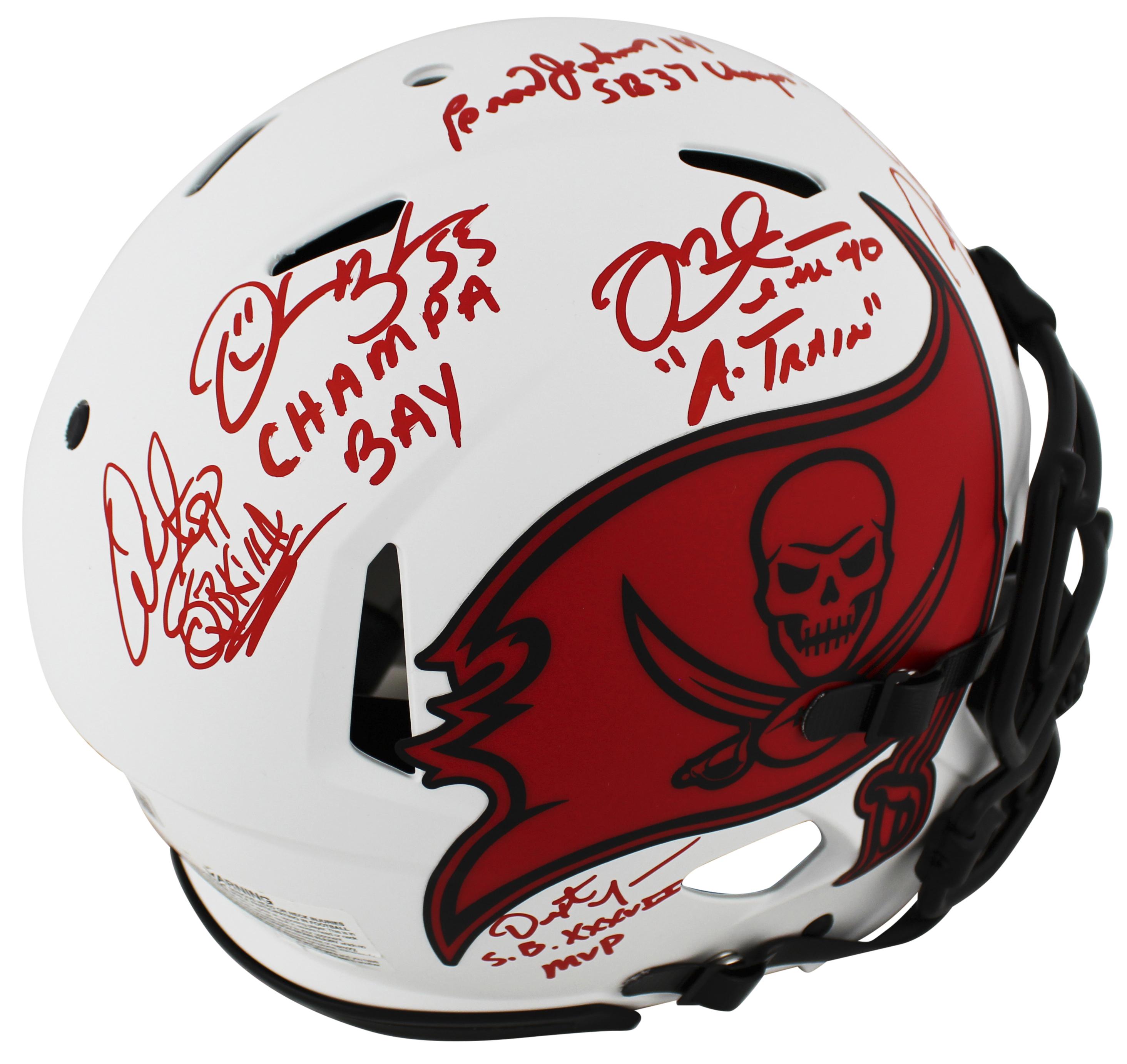 Tampa Bay Buccaneers Greats Signed Full-Size Authentic On-Field Lunar Eclipse Alternate Speed Helmet with (6) Signautures Including Warren Sapp, Derrick Brooks, Ronde Barber (Beckett) at PristineAuction.com Tampa Bay Buccaneers Greats Signed Full-Size Authentic On-Field Lunar Eclipse Alternate Speed Helmet with (6) Signautures Including Warren Sapp, Derrick Brooks, Ronde Barber (Beckett) at PristineAuction.com