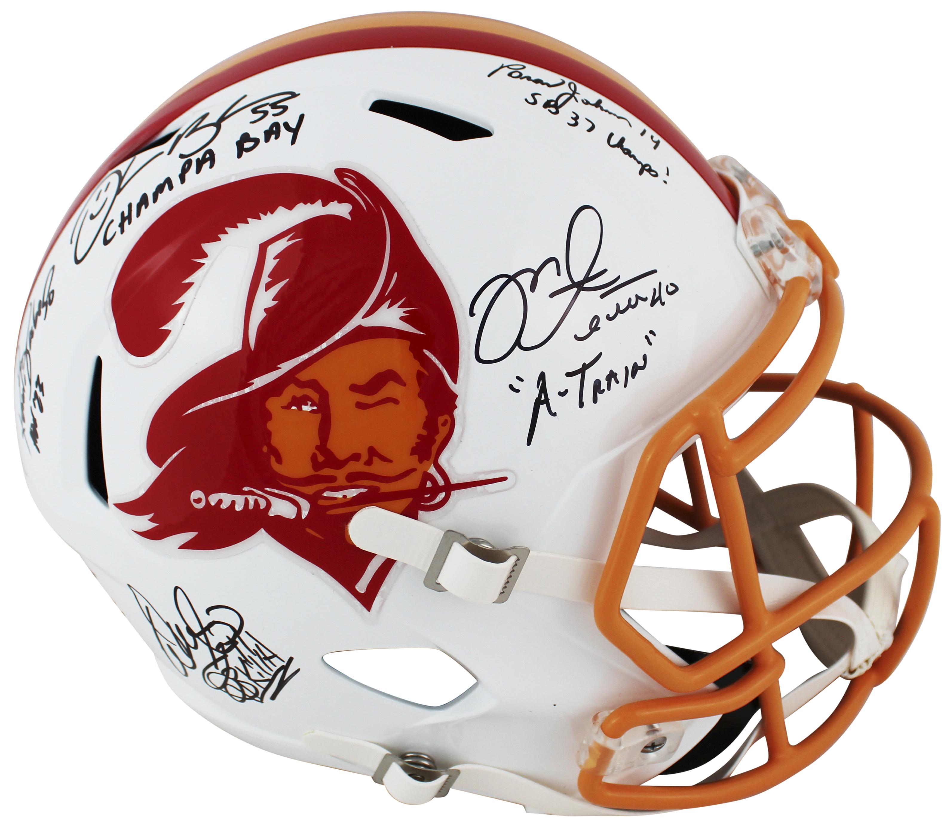 Tampa Bay Buccaneers Greats Signed Full-Size Speed Helmet with (6) Signautures Including Warren Sapp, Derrick Brooks, Ronde Barber (Beckett) at PristineAuction.com Tampa Bay Buccaneers Greats Signed Full-Size Speed Helmet with (6) Signautures Including Warren Sapp, Derrick Brooks, Ronde Barber (Beckett) at PristineAuction.com