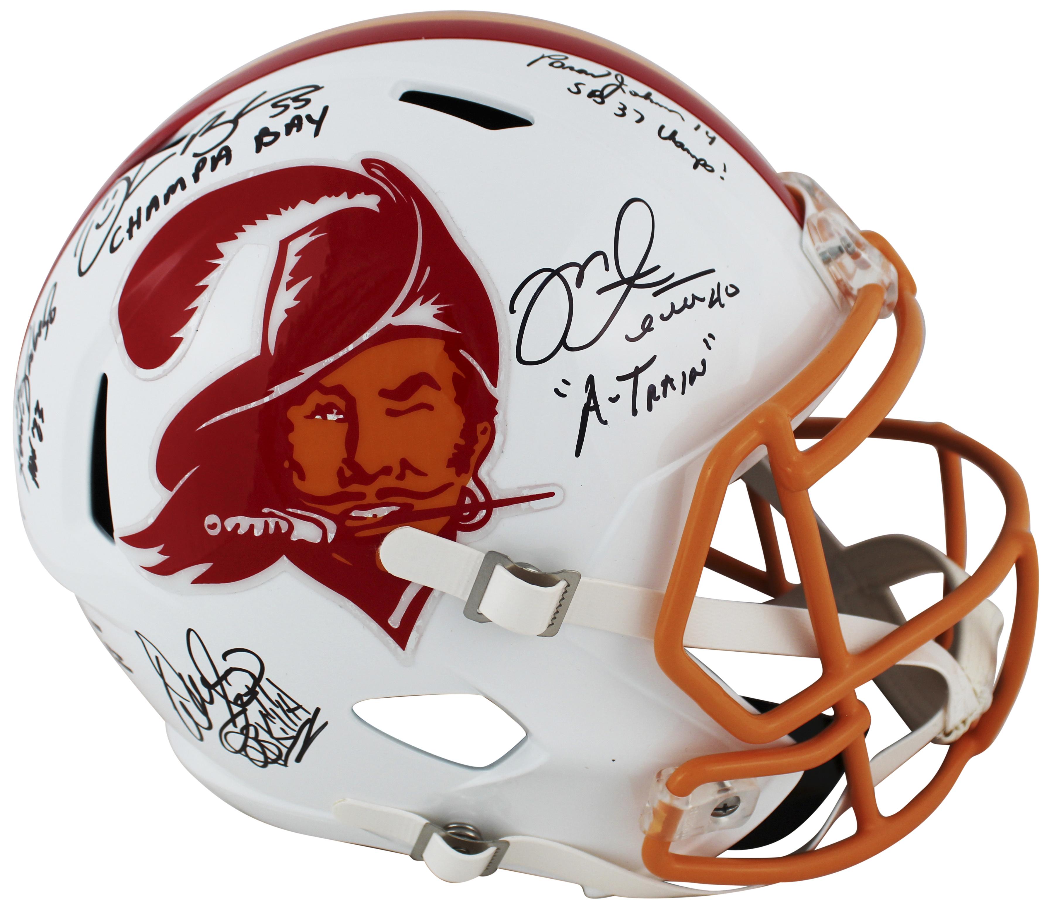 Tampa Bay Buccaneers Greats Signed Full-Size Speed Helmet with (6) Signautures Including Warren Sapp, Derrick Brooks, Ronde Barber (Beckett) at PristineAuction.com Tampa Bay Buccaneers Greats Signed Full-Size Speed Helmet with (6) Signautures Including Warren Sapp, Derrick Brooks, Ronde Barber (Beckett) at PristineAuction.com