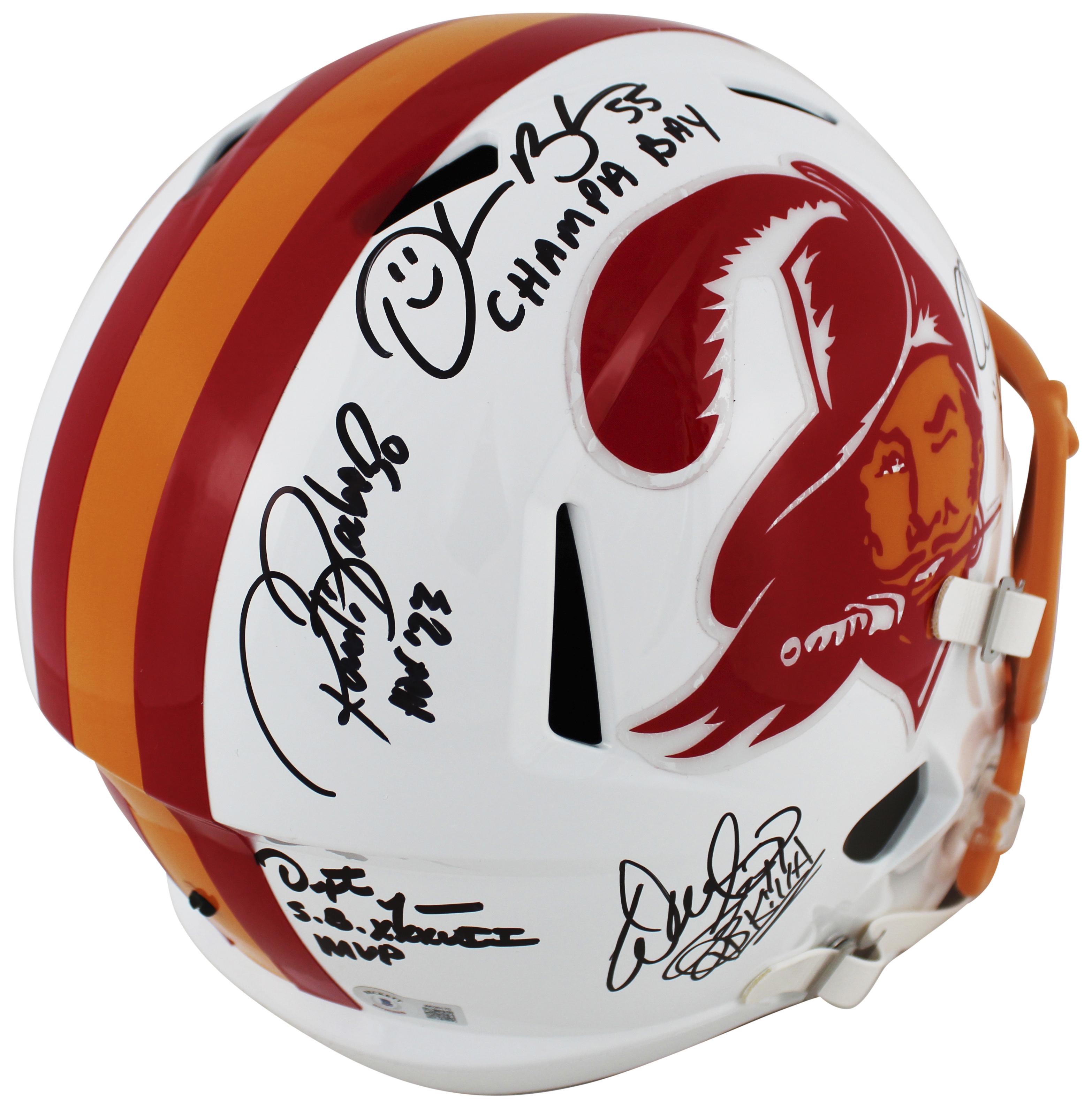 Tampa Bay Buccaneers Greats Signed Full-Size Speed Helmet with (6) Signautures Including Warren Sapp, Derrick Brooks, Ronde Barber (Beckett) at PristineAuction.com Tampa Bay Buccaneers Greats Signed Full-Size Speed Helmet with (6) Signautures Including Warren Sapp, Derrick Brooks, Ronde Barber (Beckett) at PristineAuction.com