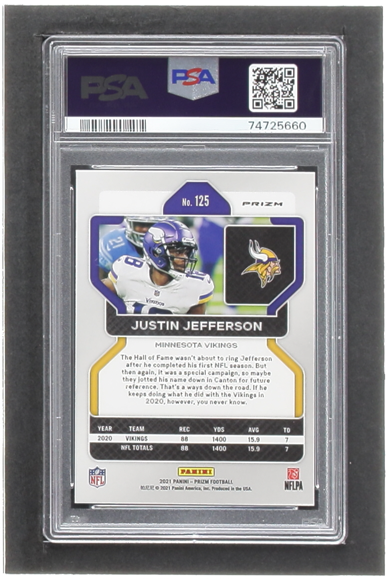 Justin Jefferson 2021 Panini Prizm Prizms Orange Disco #125 (PSA 9) at PristineAuction.com Justin Jefferson 2021 Panini Prizm Prizms Orange Disco #125 (PSA 9) at PristineAuction.com