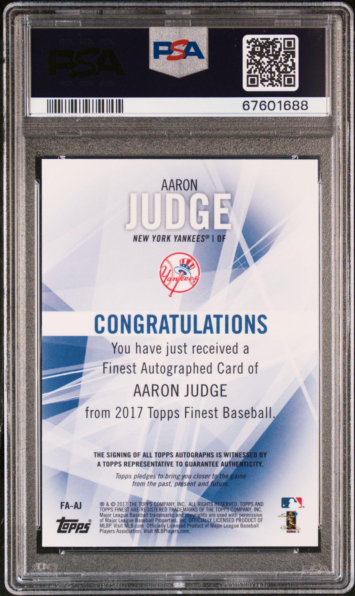 Aaron Judge 2017 Finest Autographs #FAAJ RC (PSA 10) at PristineAuction.com Aaron Judge 2017 Finest Autographs #FAAJ RC (PSA 10) at PristineAuction.com