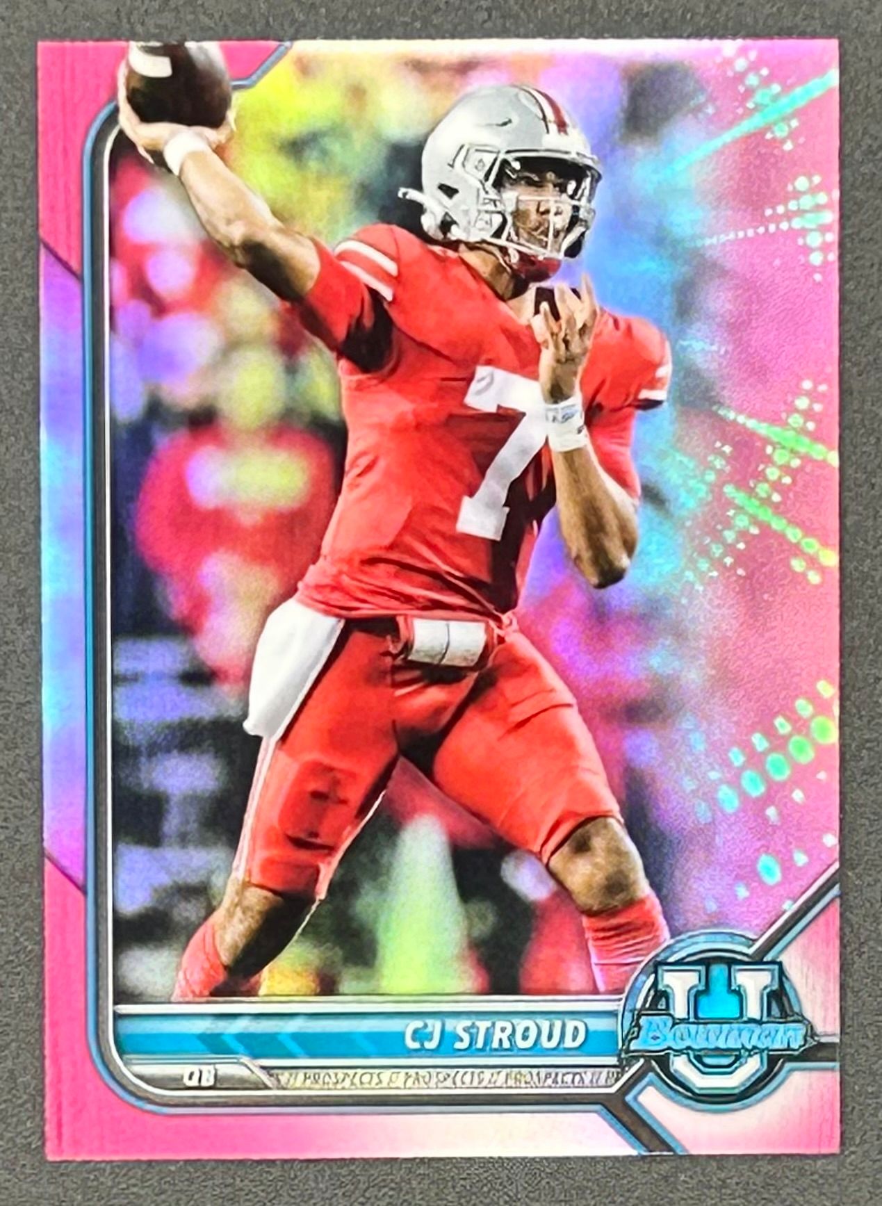CJ Stroud 2022 Bowman University Chrome Pink Refractors #90 at PristineAuction.com CJ Stroud 2022 Bowman University Chrome Pink Refractors #90 at PristineAuction.com