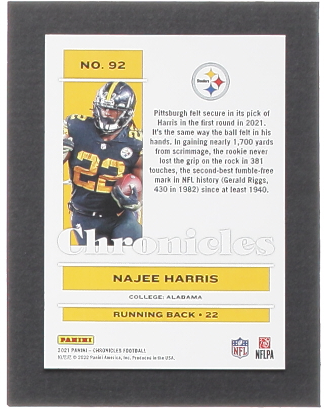 Najee Harris 2021 Panini Chronicles #92 RC at PristineAuction.com Najee Harris 2021 Panini Chronicles #92 RC at PristineAuction.com