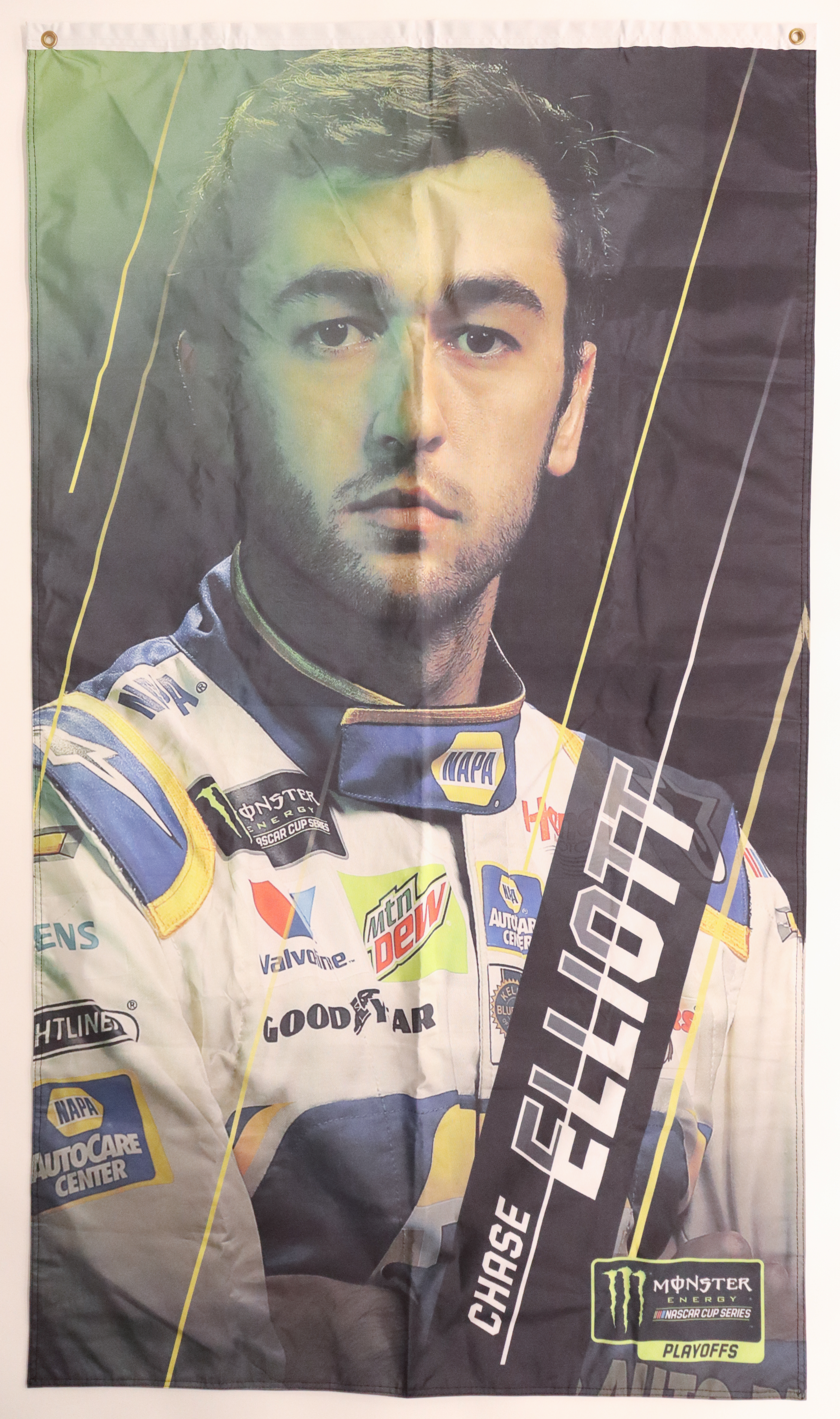 Chase Elliott 34x60 Track Used NASCAR Playoffs Advertising Banner at PristineAuction.com Chase Elliott 34x60 Track Used NASCAR Playoffs Advertising Banner at PristineAuction.com