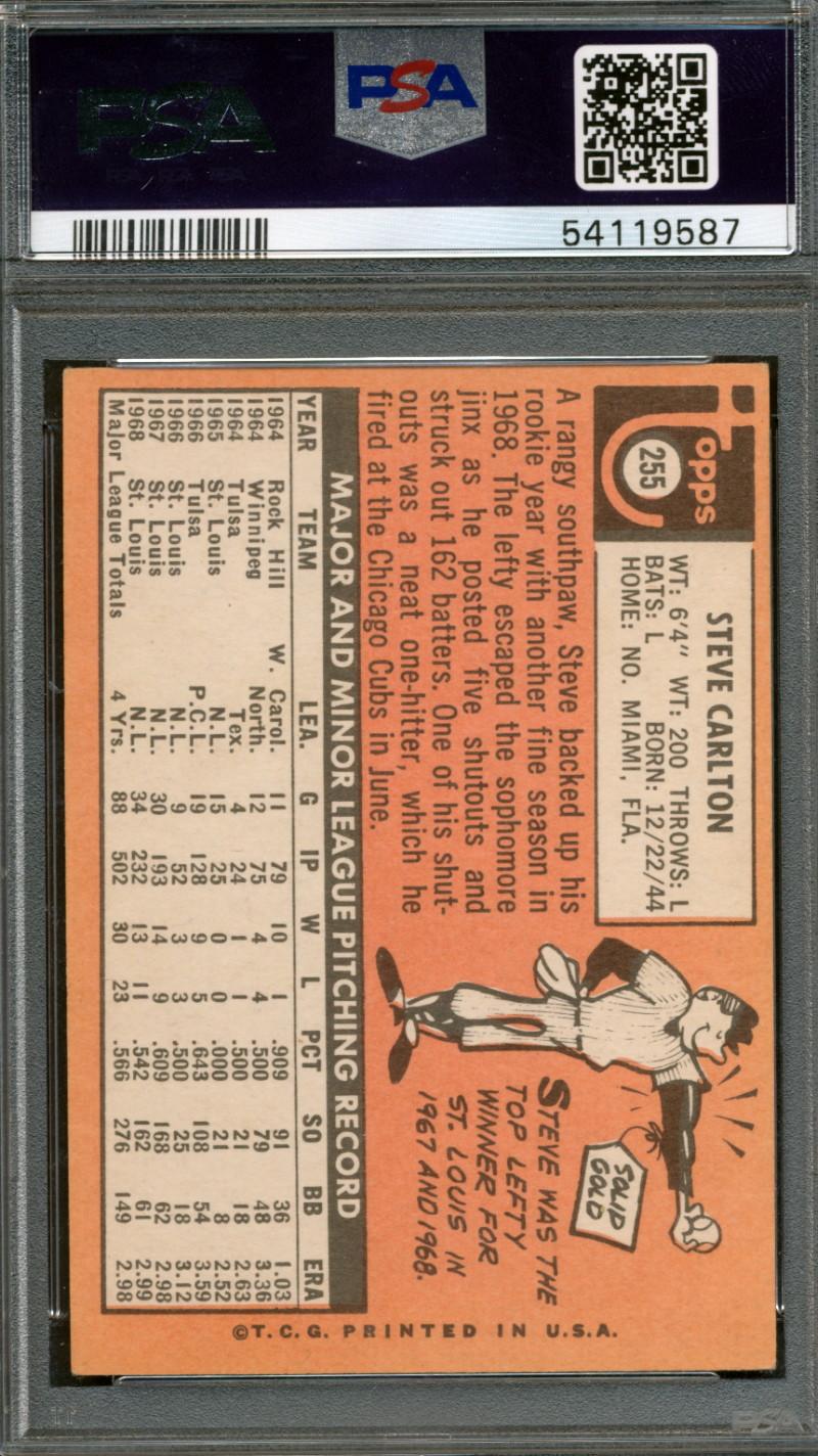 Steve Carlton Signed 1969 Topps #255 (PSA 4.5 | Autograph 10) at PristineAuction.com Steve Carlton Signed 1969 Topps #255 (PSA 4.5 | Autograph 10) at PristineAuction.com