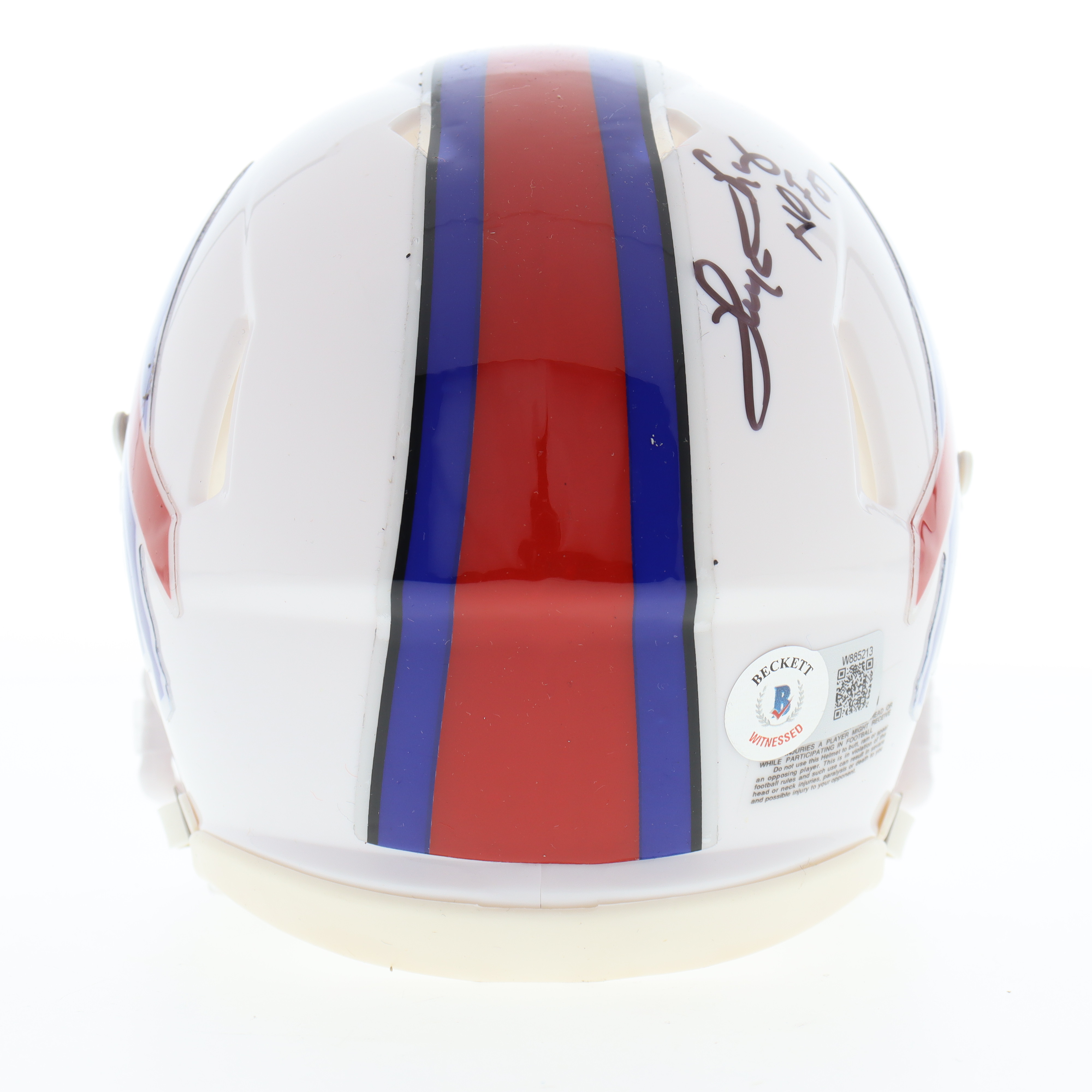 Thurman Thomas Signed Bills Speed Mini Helmet Inscribed "HOF 07" (Beckett) at PristineAuction.com Thurman Thomas Signed Bills Speed Mini Helmet Inscribed "HOF 07" (Beckett) at PristineAuction.com