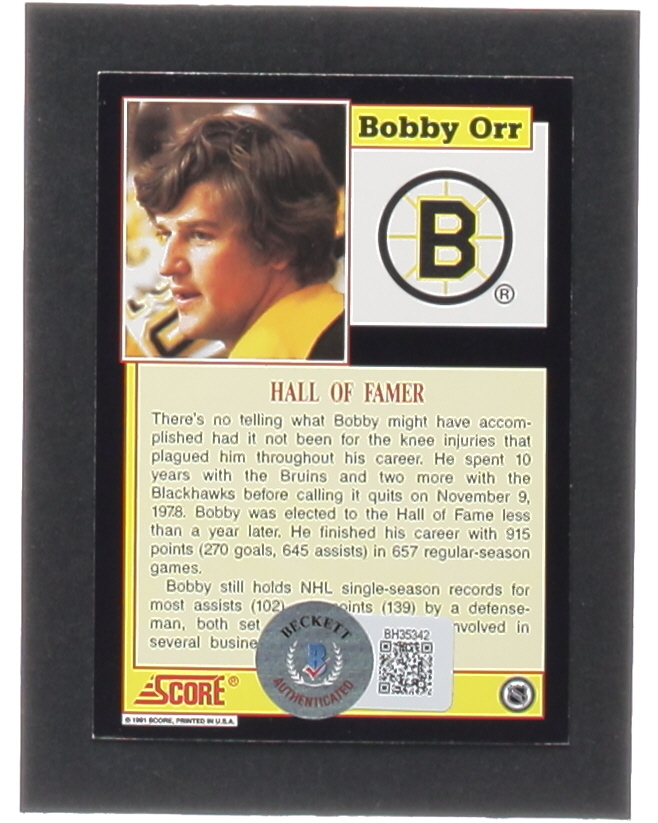 Bobby Orr Signed 1991-92 Score Bobby Orr #3 / Hall of Famer (Beckett) at PristineAuction.com Bobby Orr Signed 1991-92 Score Bobby Orr #3 / Hall of Famer (Beckett) at PristineAuction.com