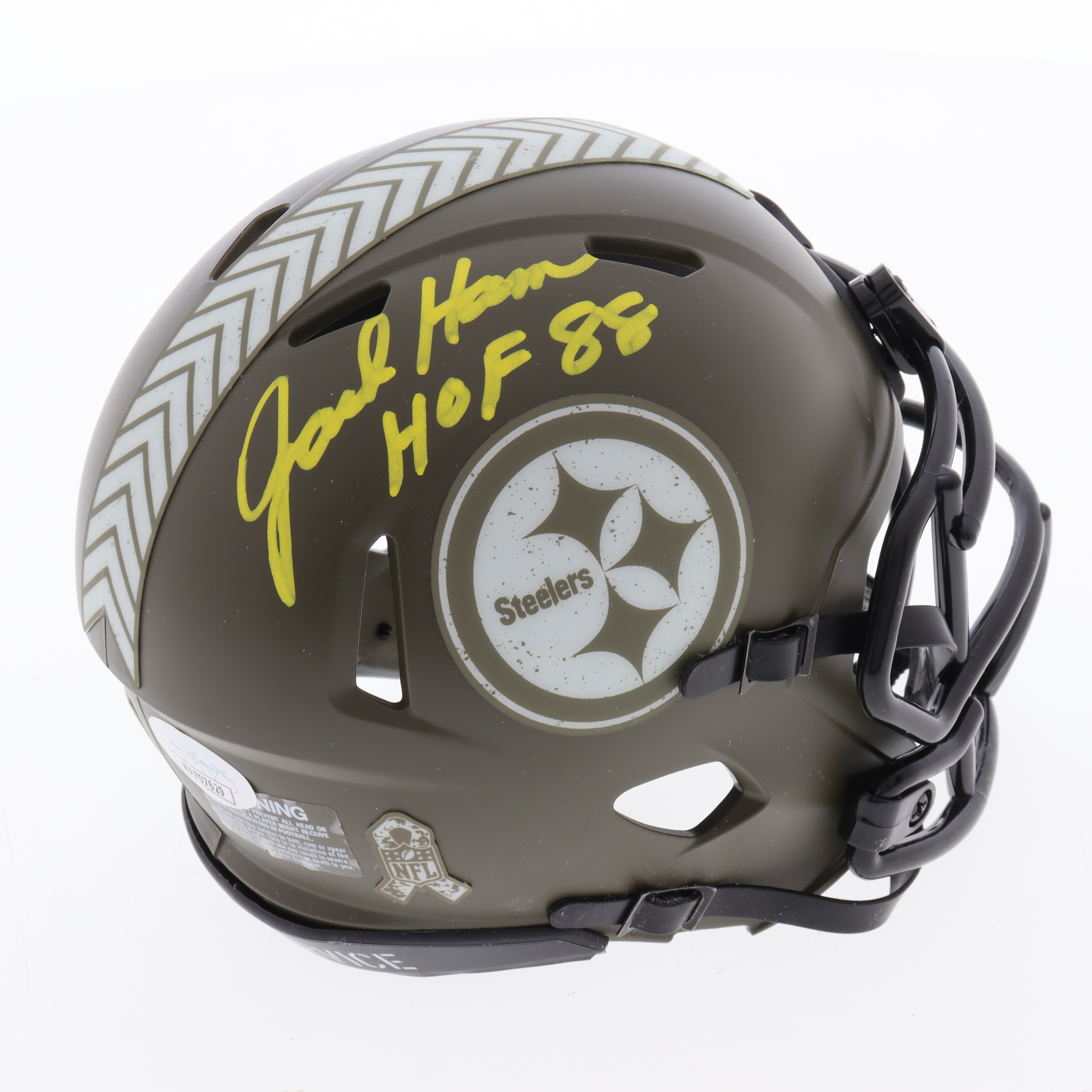 Jack Hamm Signed Steelers Salute to Service Alternate Speed Mini Helmet Inscribed "HOF 88" (JSA) at PristineAuction.com Jack Hamm Signed Steelers Salute to Service Alternate Speed Mini Helmet Inscribed "HOF 88" (JSA) at PristineAuction.com