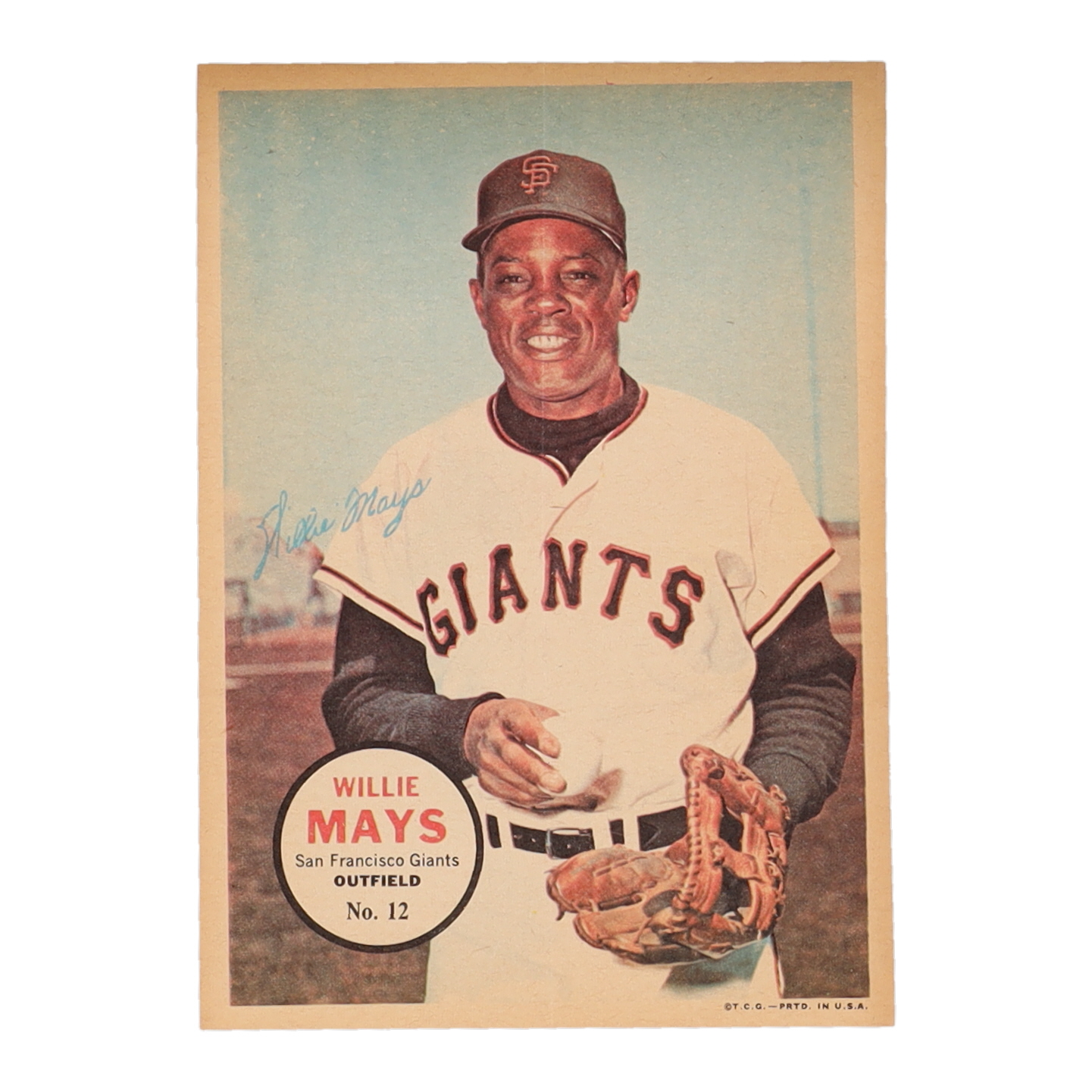 Willie Mays 1967 Topps Posters Inserts #12 at PristineAuction.com Willie Mays 1967 Topps Posters Inserts #12 at PristineAuction.com