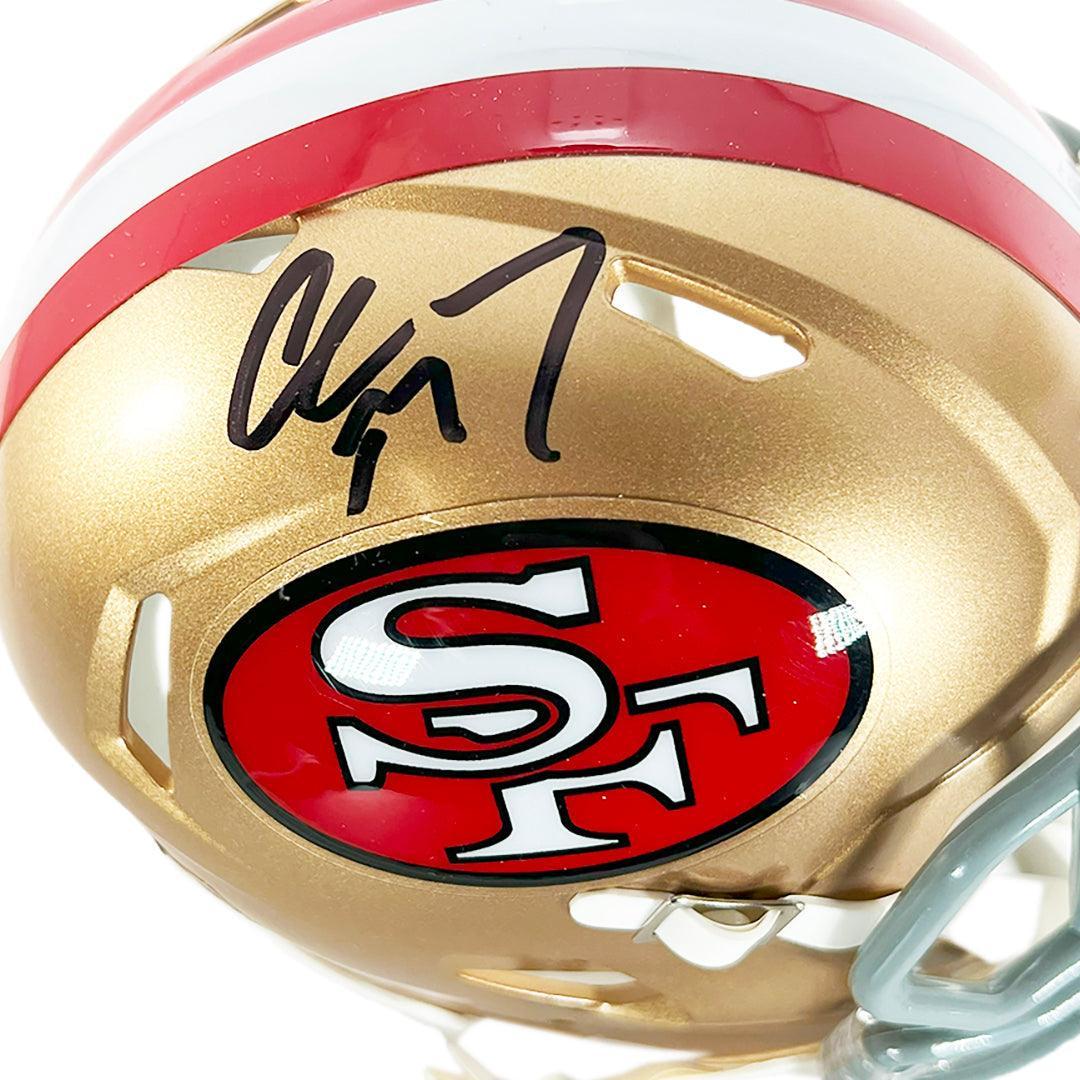 Christian McCaffrey Signed 49ers Throwback 1964-95 Speed Mini Helmet (JSA) at PristineAuction.com Christian McCaffrey Signed 49ers Throwback 1964-95 Speed Mini Helmet (JSA) at PristineAuction.com