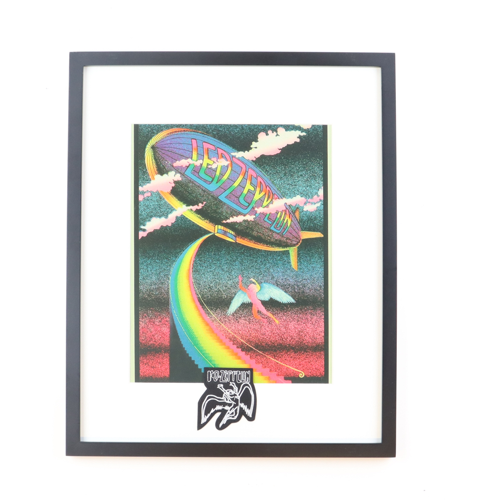 Led Zeppelin Custom Framed Print with Led Zeppelin Patch at PristineAuction.com Led Zeppelin Custom Framed Print with Led Zeppelin Patch at PristineAuction.com