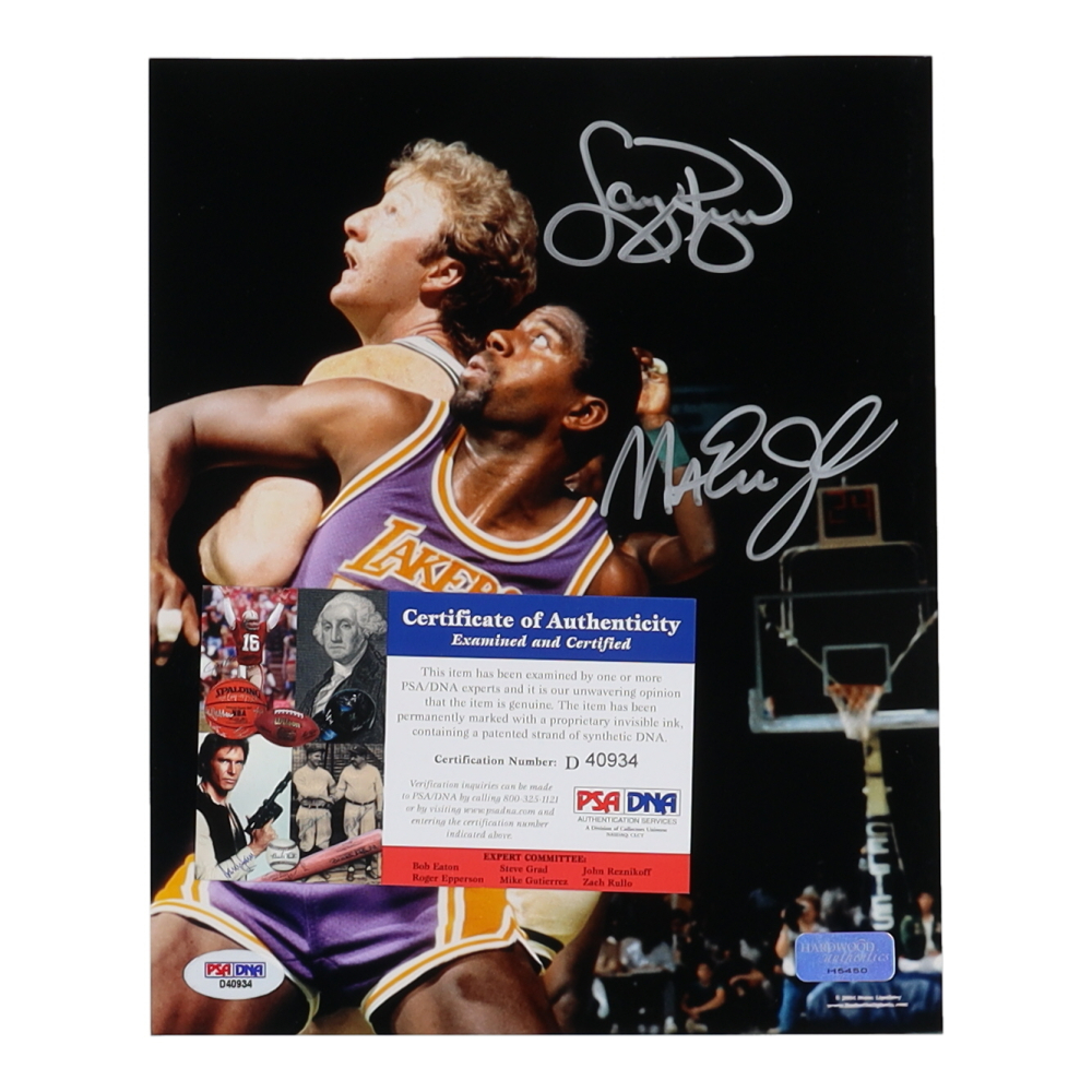 Magic Johnson Autographed LA Lakers 8x10 Photo #14 - 1996 Action - Detroit City Sports
