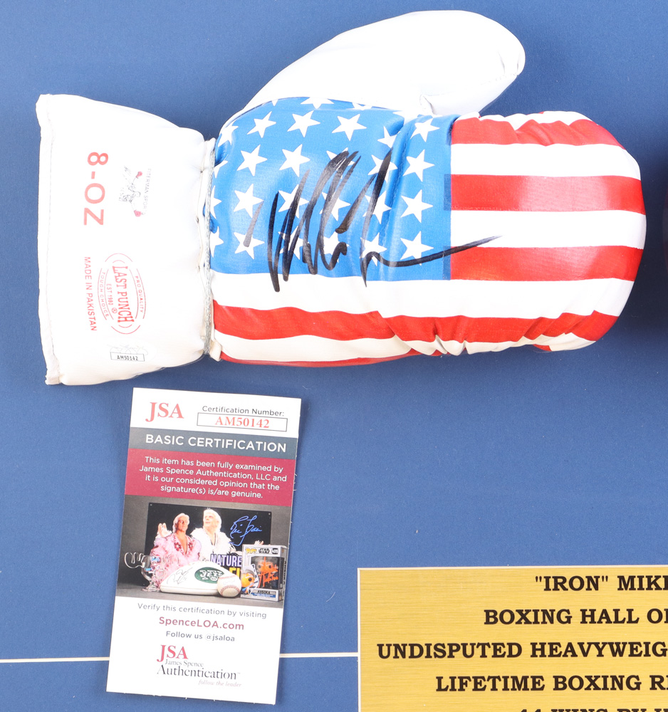 Mike Tyson Signed Custom Framed Everlast Boxing Glove Display (JSA & Tyson) at PristineAuction.com Mike Tyson Signed Custom Framed Everlast Boxing Glove Display (JSA & Tyson) at PristineAuction.com