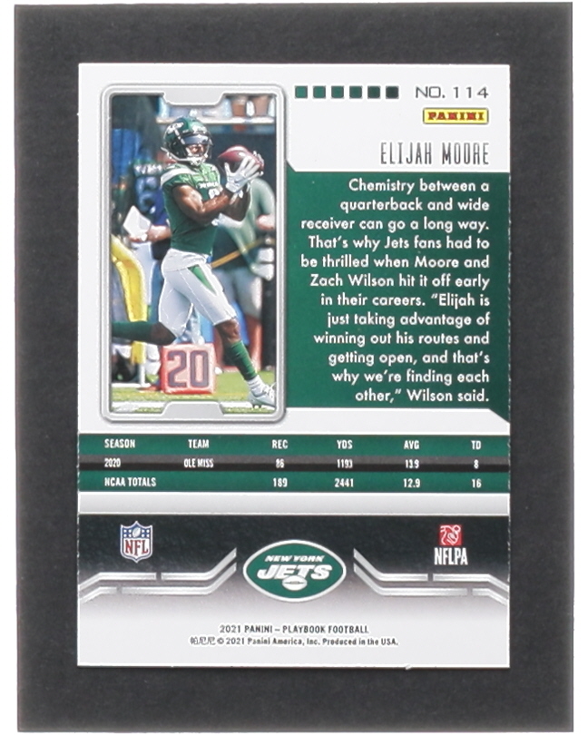 Elijah Moore 2021 Panini Playbook #114 RC at PristineAuction.com Elijah Moore 2021 Panini Playbook #114 RC at PristineAuction.com