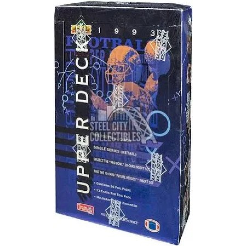 1993 Upper Deck Single Series Retail Box Football Cards with (36) Packs