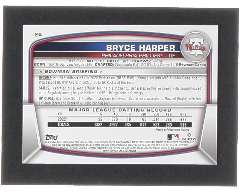 Bryce Harper 2023 Bowman #24 at PristineAuction.com Bryce Harper 2023 Bowman #24 at PristineAuction.com