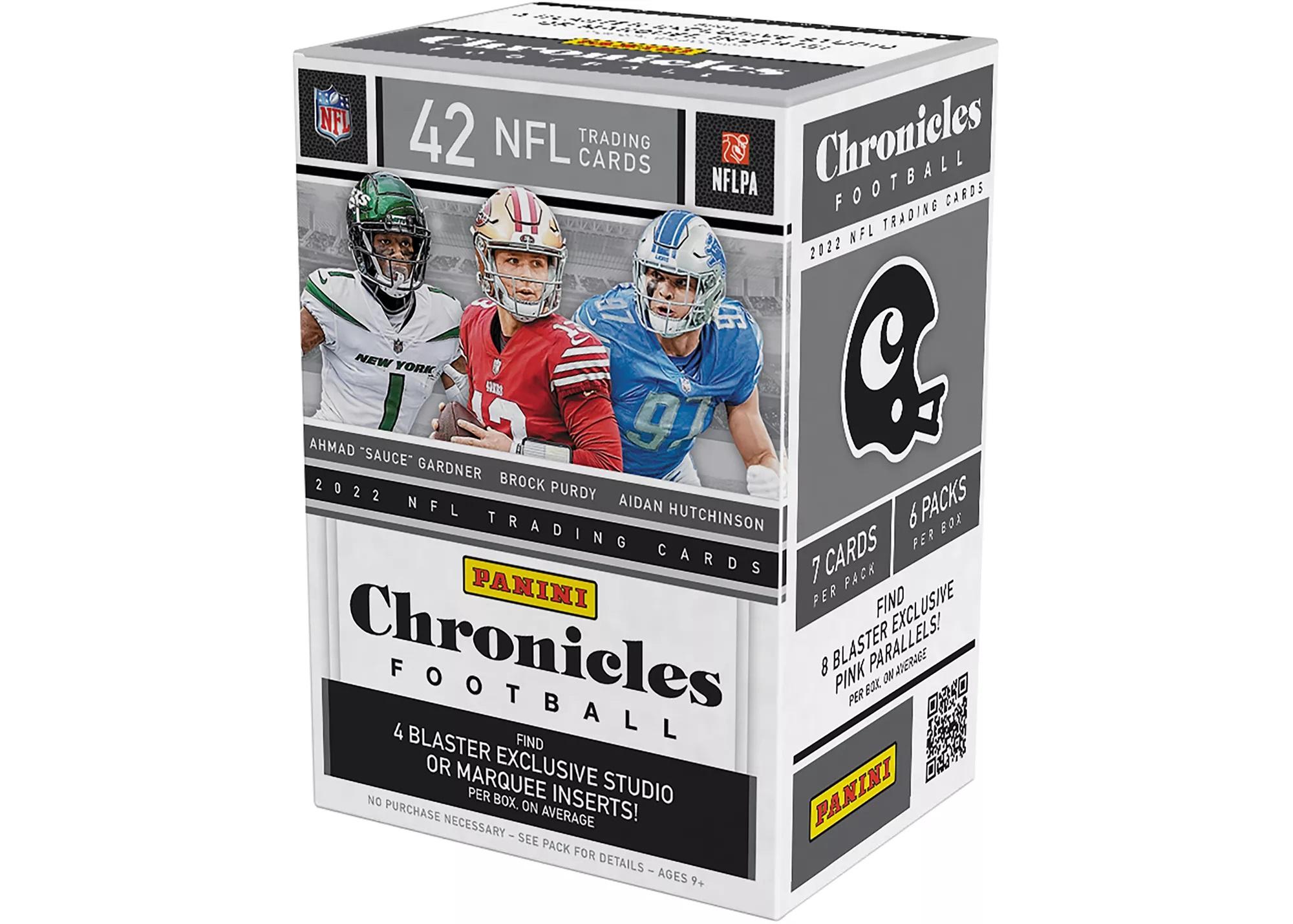 2022 Panini Chronicles Football Blaster Box with (6) Packs at PristineAuction.com 2022 Panini Chronicles Football Blaster Box with (6) Packs at PristineAuction.com