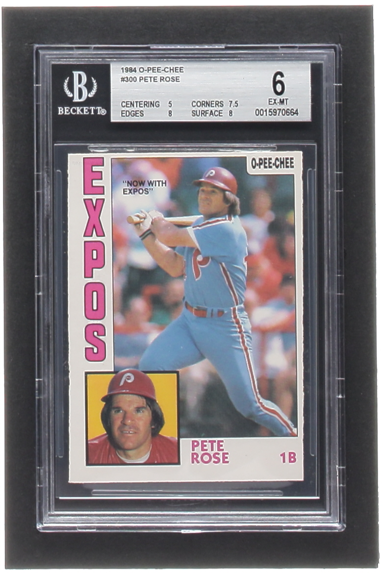 Pete Rose 1984 O-Pee-Chee #300 / Now with Expos (BGS 6) at PristineAuction.com Pete Rose 1984 O-Pee-Chee #300 / Now with Expos (BGS 6) at PristineAuction.com