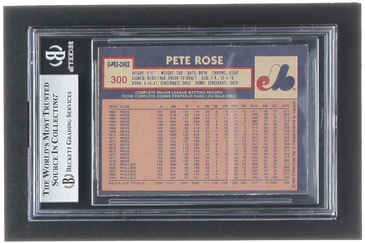 Pete Rose 1984 O-Pee-Chee #300 / Now with Expos (BGS 6) at PristineAuction.com Pete Rose 1984 O-Pee-Chee #300 / Now with Expos (BGS 6) at PristineAuction.com