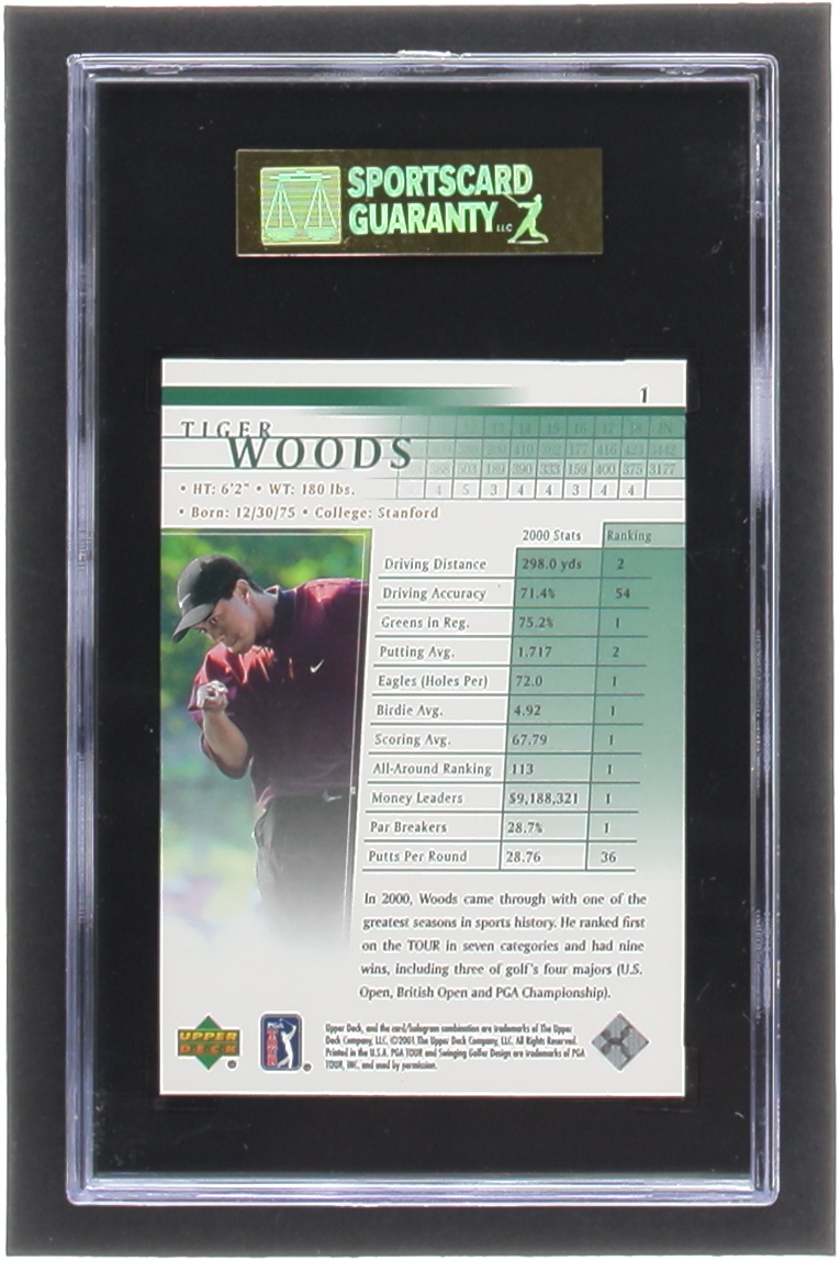 Tiger Woods 2001 Upper Deck #1 RC (SGC 9) at PristineAuction.com Tiger Woods 2001 Upper Deck #1 RC (SGC 9) at PristineAuction.com