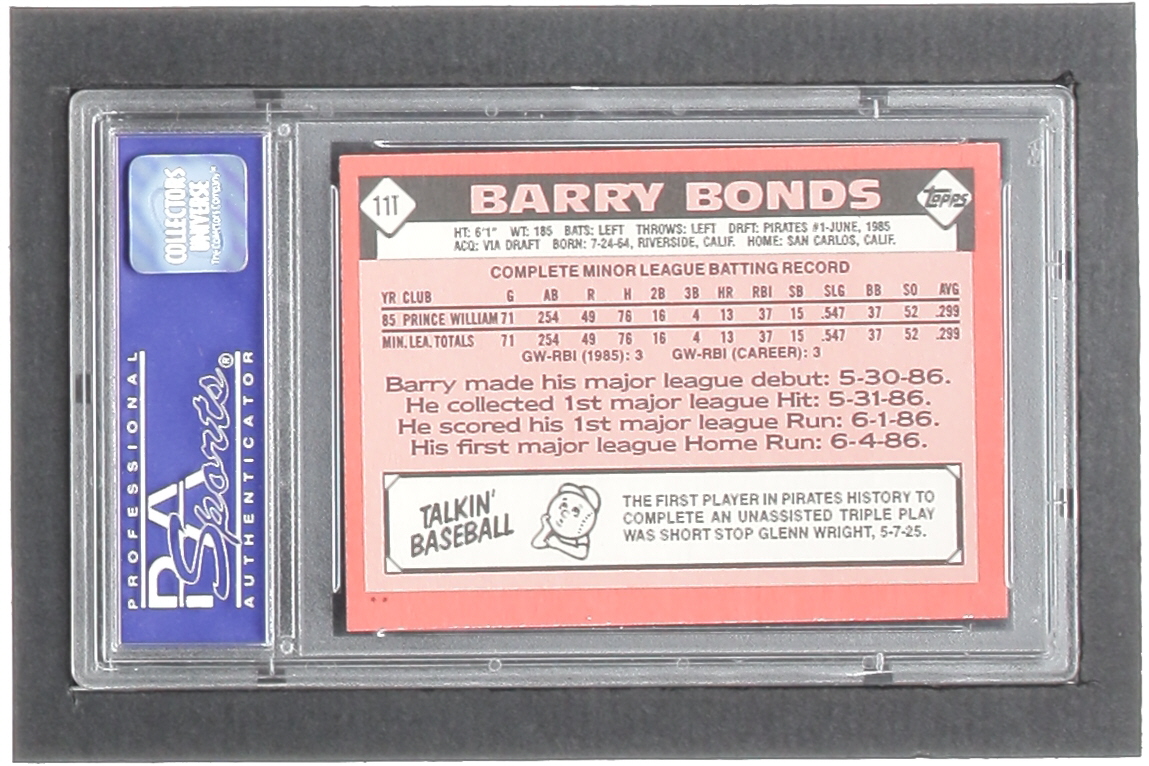 Barry Bonds 1986 Topps Traded #11T XRC (PSA 8) at PristineAuction.com Barry Bonds 1986 Topps Traded #11T XRC (PSA 8) at PristineAuction.com