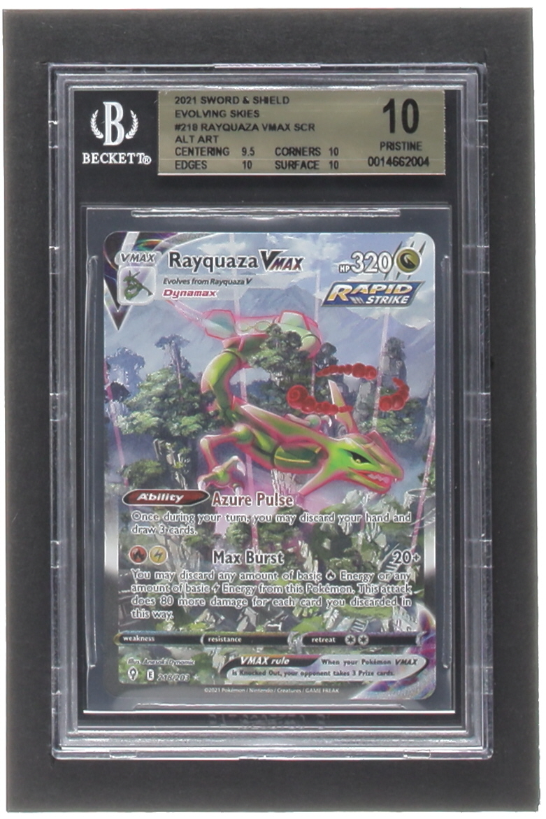 Rayquaza VMAX Pokemon 2021 Evolving Skies #218 Alt Art (BGS 10) at PristineAuction.com Rayquaza VMAX Pokemon 2021 Evolving Skies #218 Alt Art (BGS 10) at PristineAuction.com