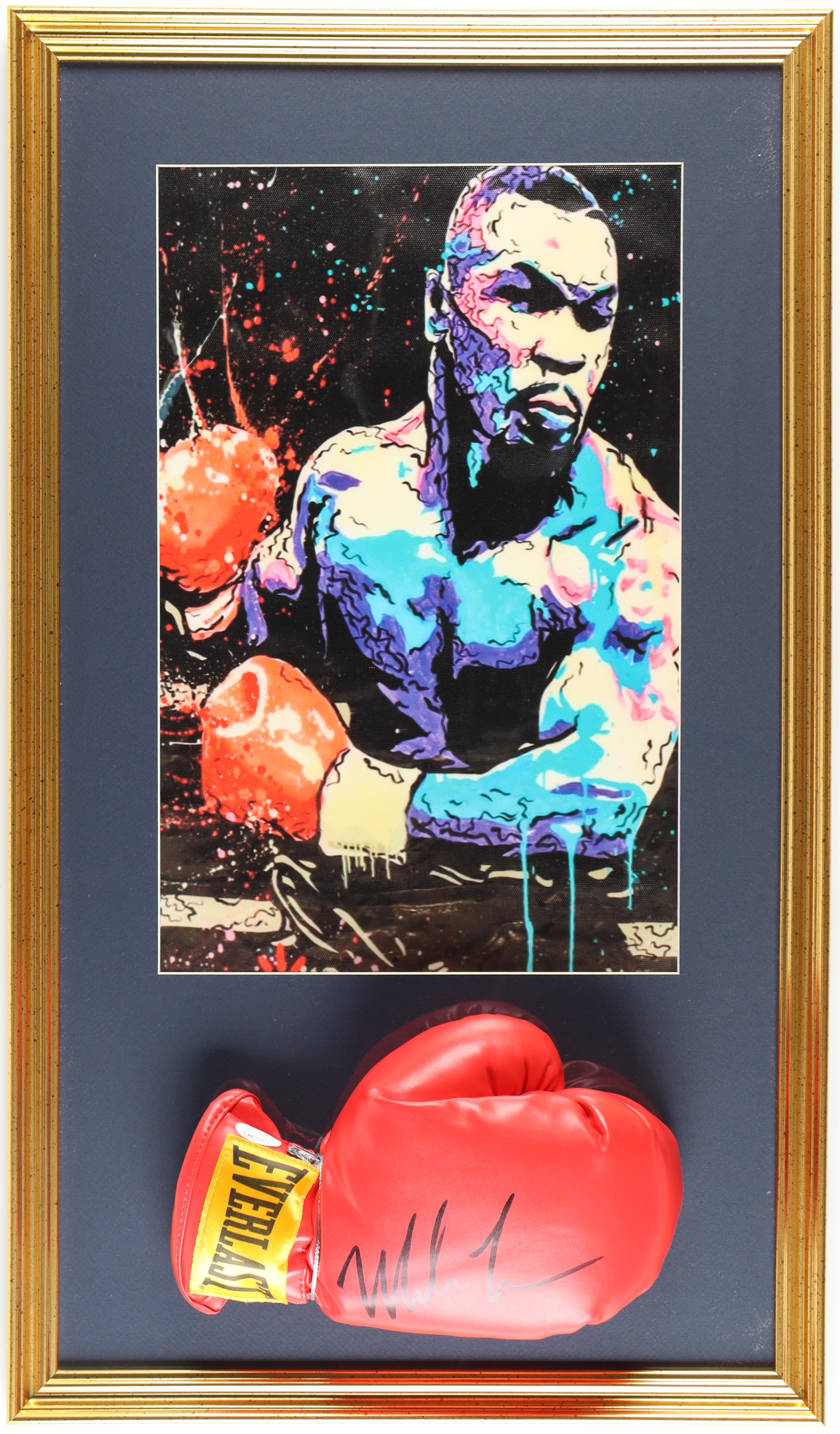 Mike Tyson Signed Custom Framed Everlast Boxing Glove with Art Print (JSA & Tyson) at PristineAuction.com Mike Tyson Signed Custom Framed Everlast Boxing Glove with Art Print (JSA & Tyson) at PristineAuction.com