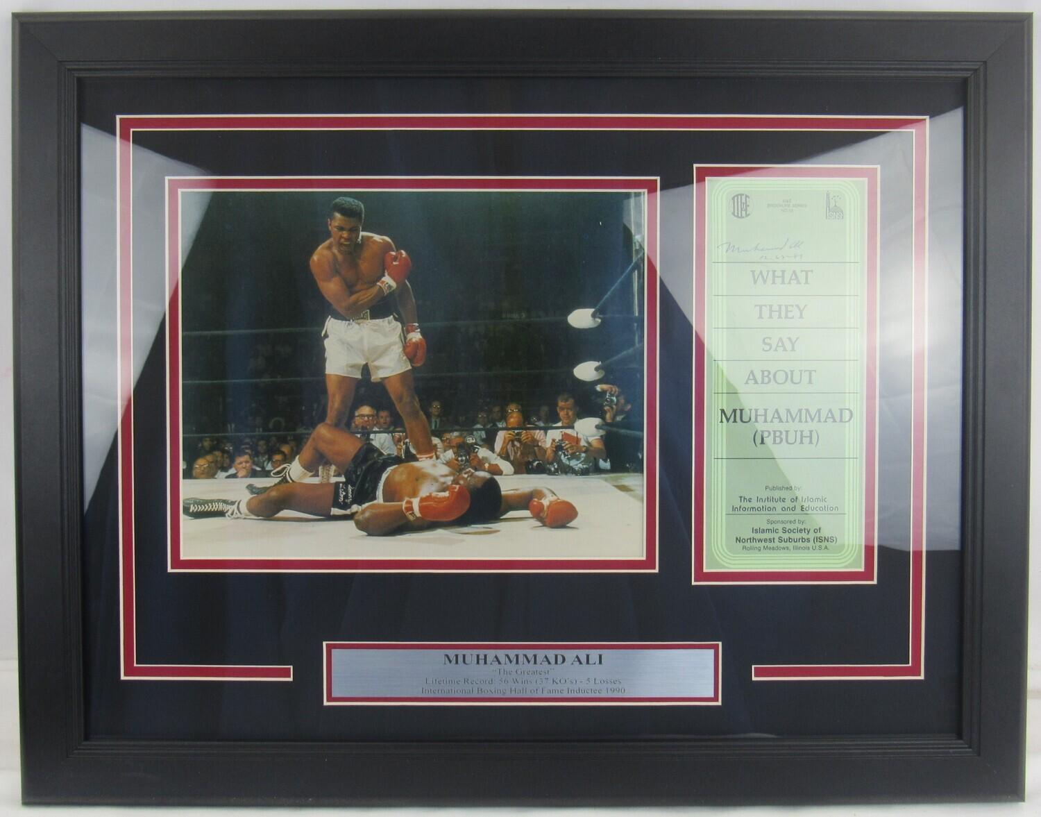 Muhammad Ali Signed 16x17 Custom Framed Photo Display with Islam Pamphlet (JSA LOA) at PristineAuction.com Muhammad Ali Signed 16x17 Custom Framed Photo Display with Islam Pamphlet (JSA LOA) at PristineAuction.com