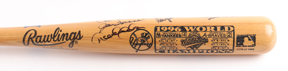1996 Yankees World Series Champions LE Rawlings Adirondack Baseball Bat Team-Signed By (8) With Derek Jeter, Mariano Rivera, Tino Martinez, Don Zimmer (JSA) at PristineAuction.com 1996 Yankees World Series Champions LE Rawlings Adirondack Baseball Bat Team-Signed By (8) With Derek Jeter, Mariano Rivera, Tino Martinez, Don Zimmer (JSA) at PristineAuction.com