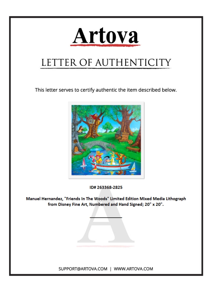 "Friends In The Woods" LE 22x22 Disney Fine Art Lithograph by Manuel Hernandez (Artova) at PristineAuction.com "Friends In The Woods" LE 22x22 Disney Fine Art Lithograph by Manuel Hernandez (Artova) at PristineAuction.com